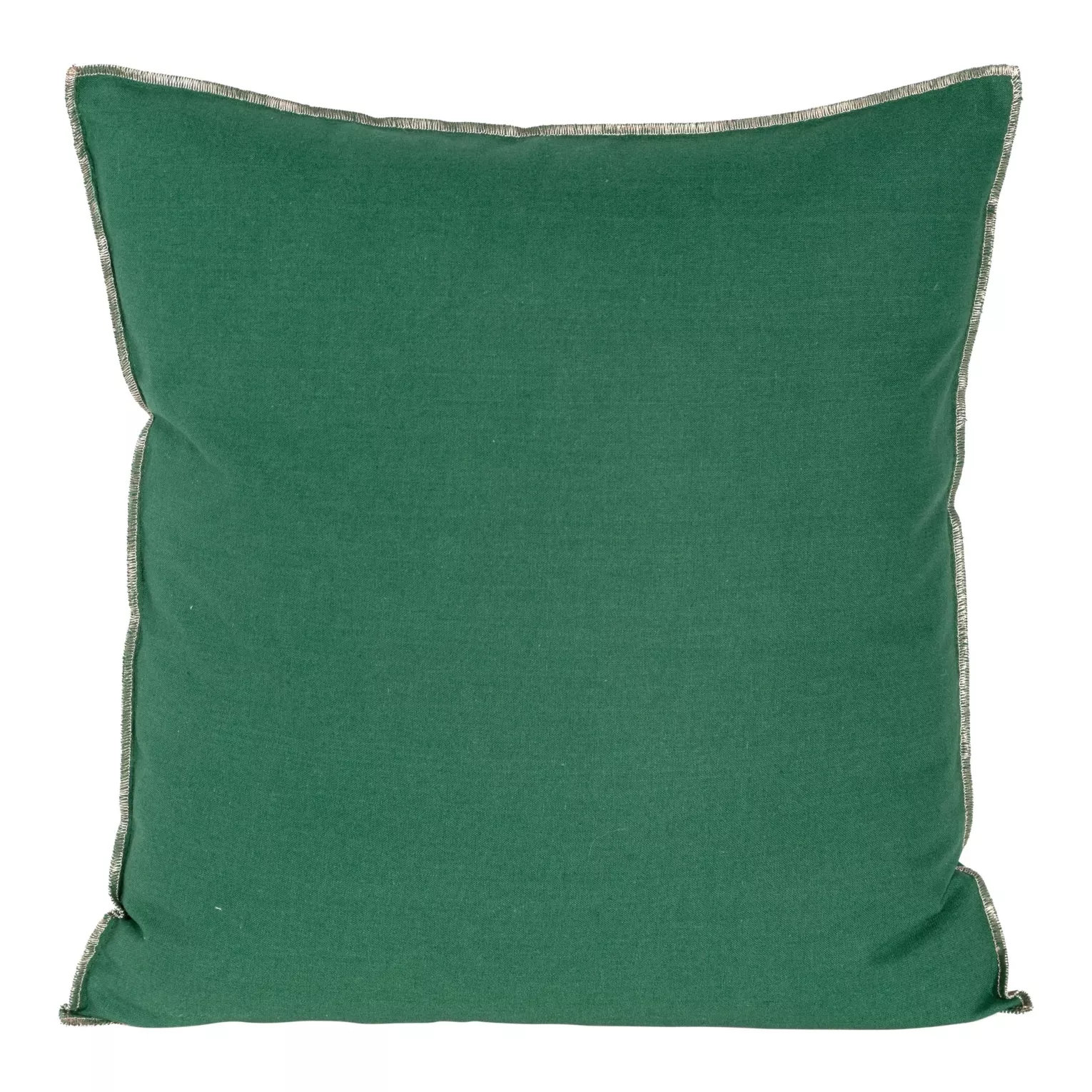 Poszewka na poduszkę 45x45 cm bawełniana z dodatkiem lnu obszyta złotą nicią ciemnozielona LEN