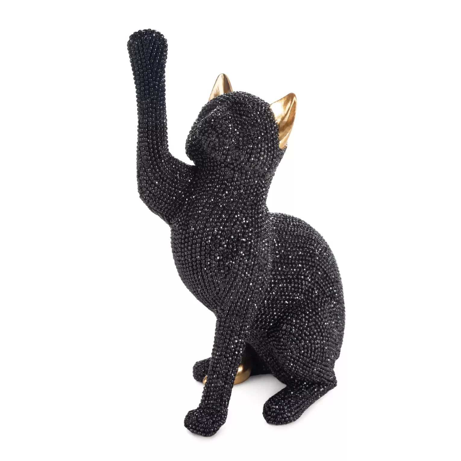 Figurka czarna kot  o drobnym strukturalnym wzorze 8x14x22 cm ELDO 4