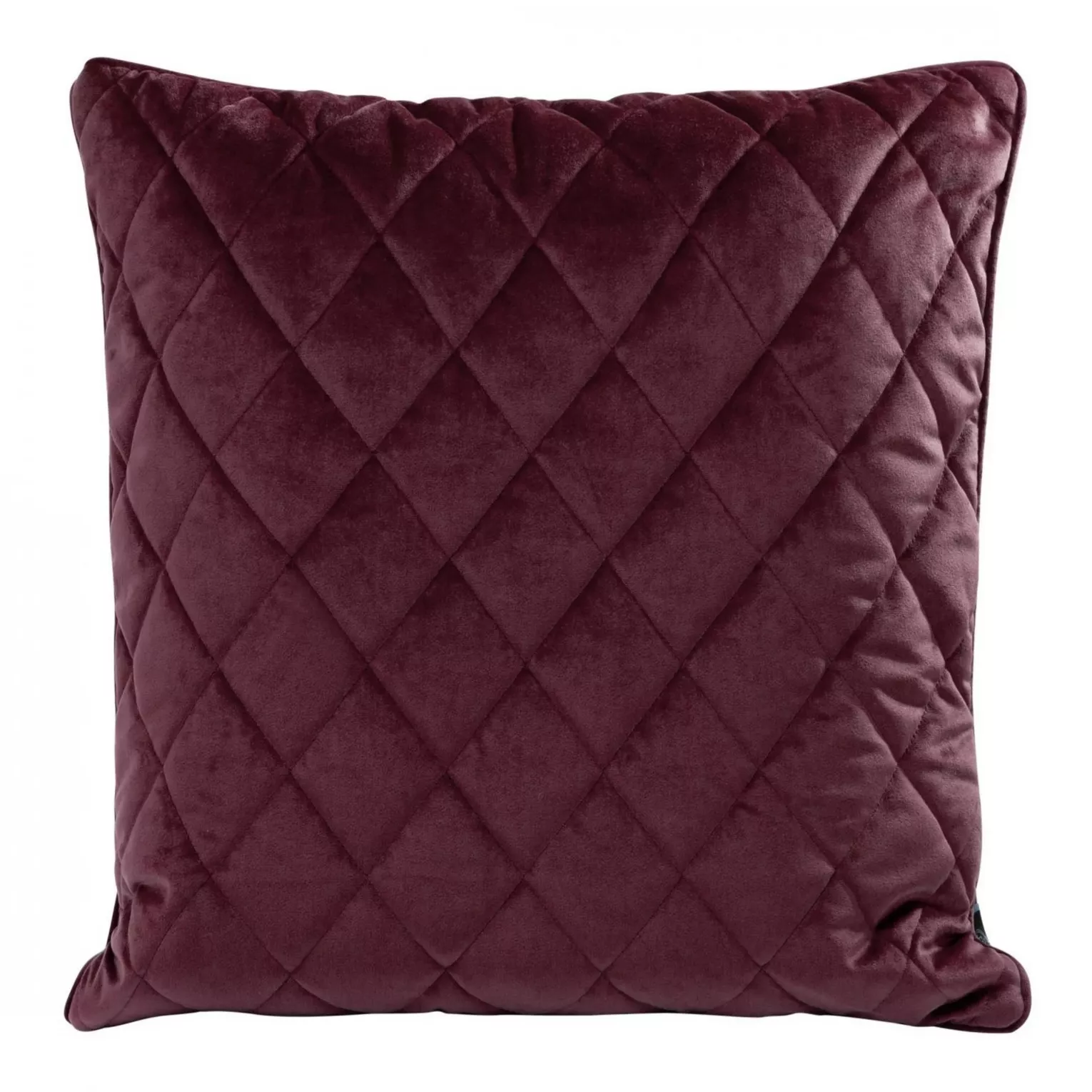Poduszka 50 x 50 cm bordowa pikowana we wzór karo z ozdobną wypustką na brzegach VELVET 28