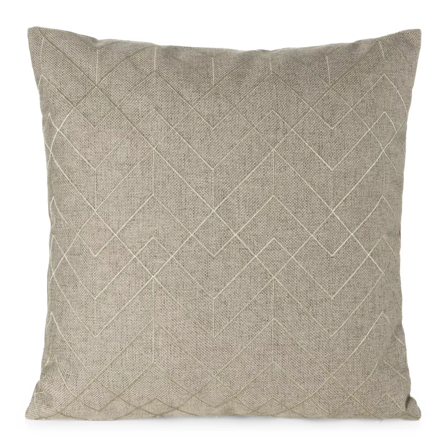 Poszewka na poduszkę 45x45 cm kolor beżowy z złotym geometrycznym haftem MILA
