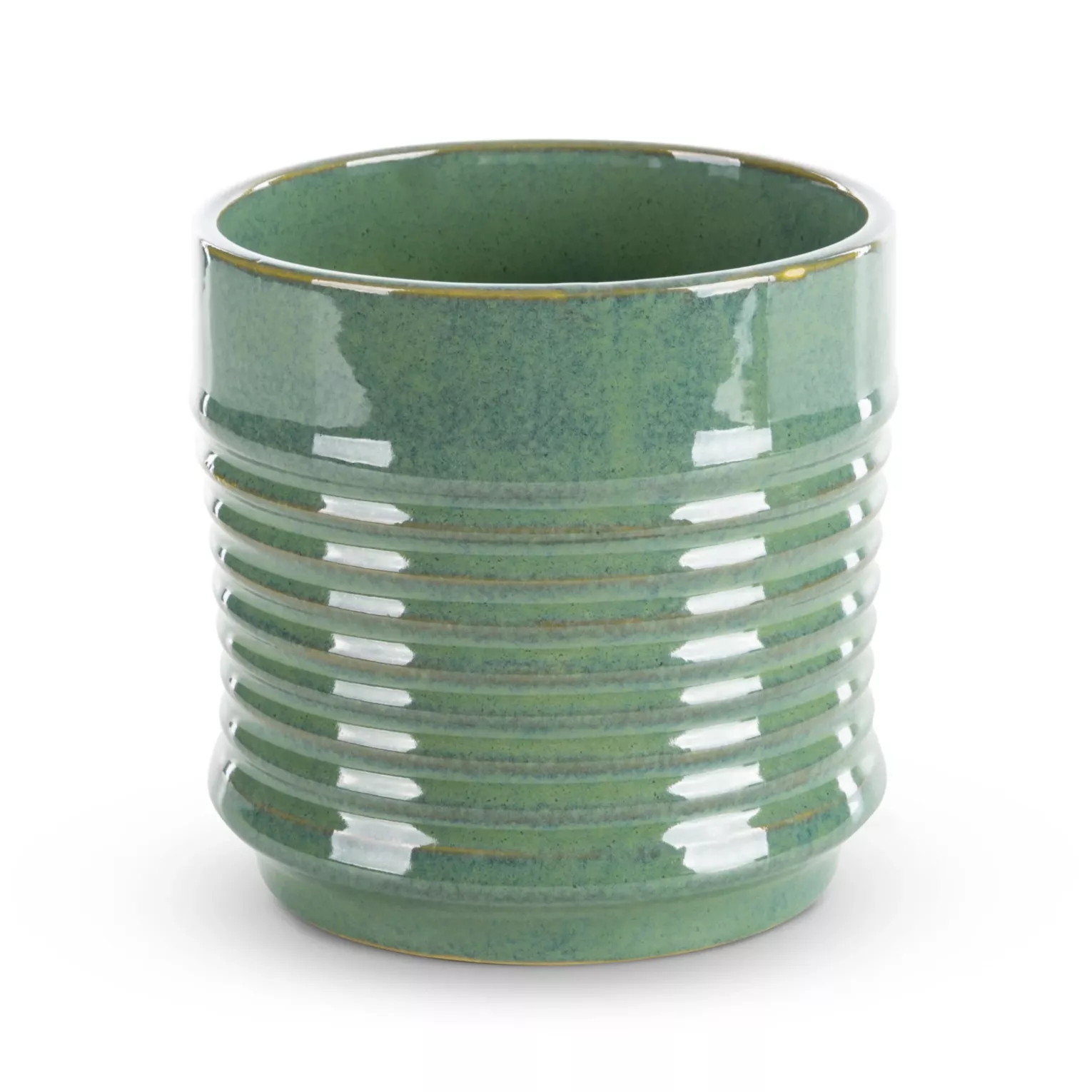 Donica ceramiczna zielona minimalistyczna, o kształcie walca średnica 17x17 cm SAMI