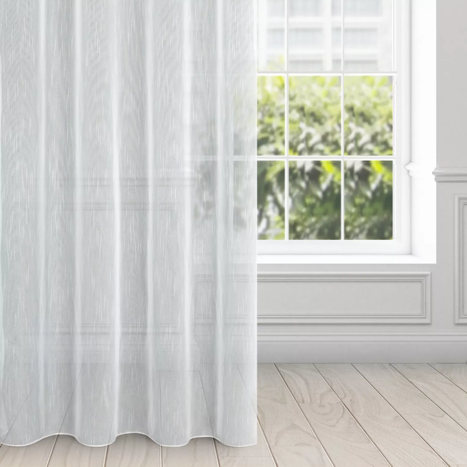Firana biała w stylu eco z efektem deszczyku 140x270 cm taśma MONIC