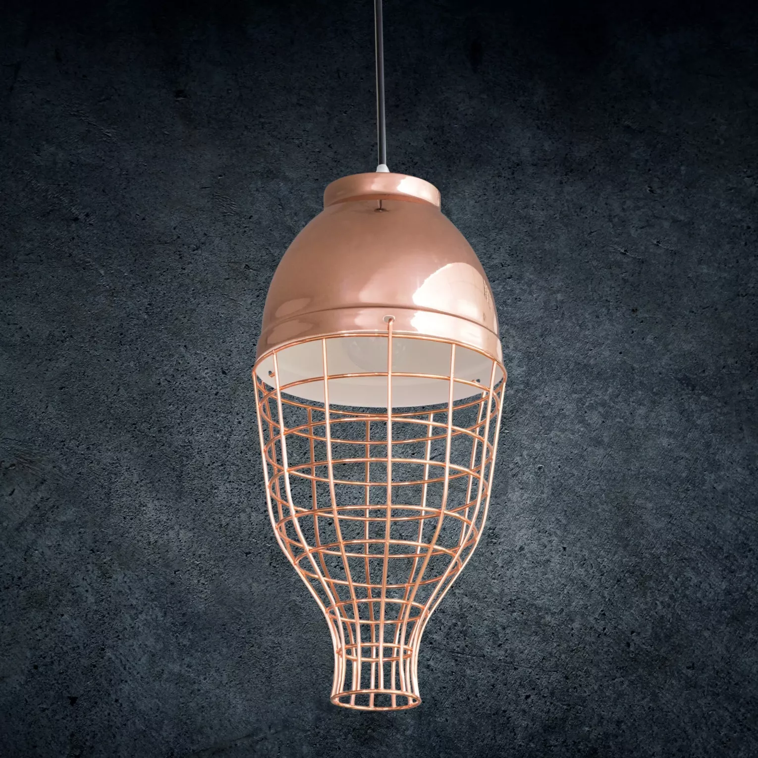 Lampa wisząca do pokoju miedziana  w stylu industrialnym z metalu 20x21 cm LUCY