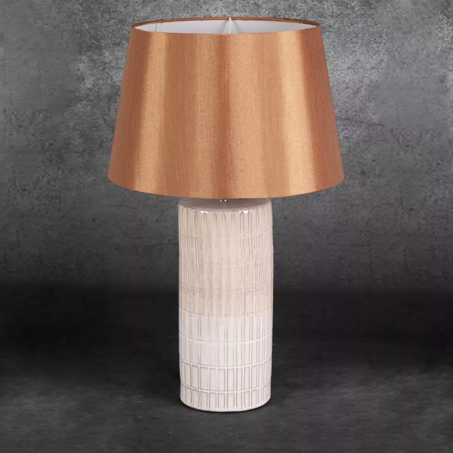 Lampa ceramiczna kremowo-beżowa średnica 33x56 cm EDNA