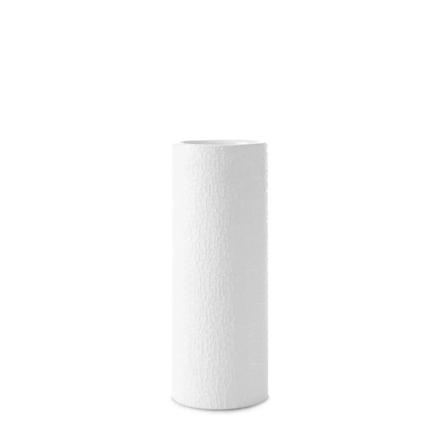 Wazon ceramiczny biały z drobnym wzorem średnica 11x30 cm RISO