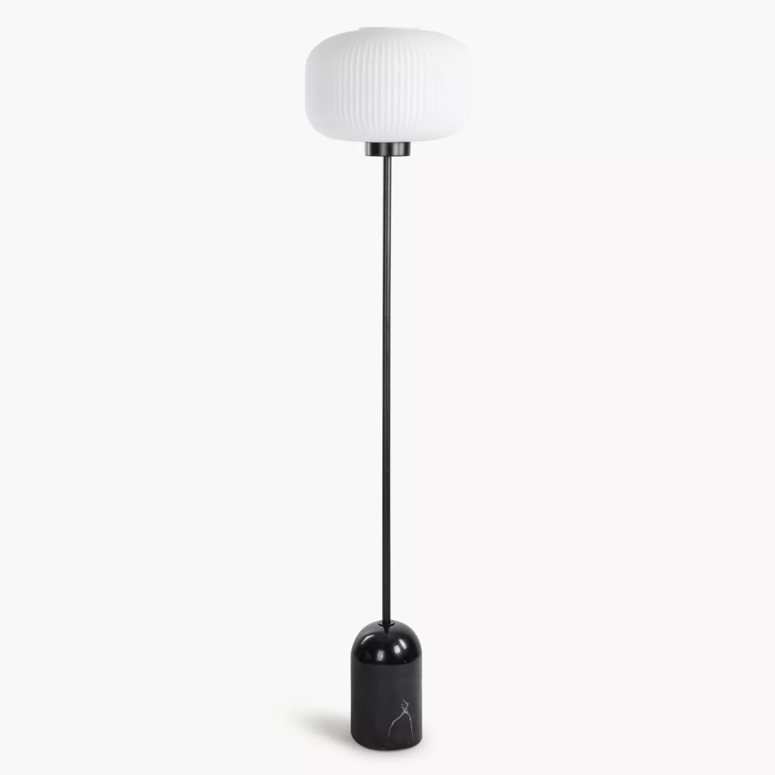 Lampa stojąca do pokoju czarno, biała o marmurkowej podstawie 36 x 155 cm LYLA