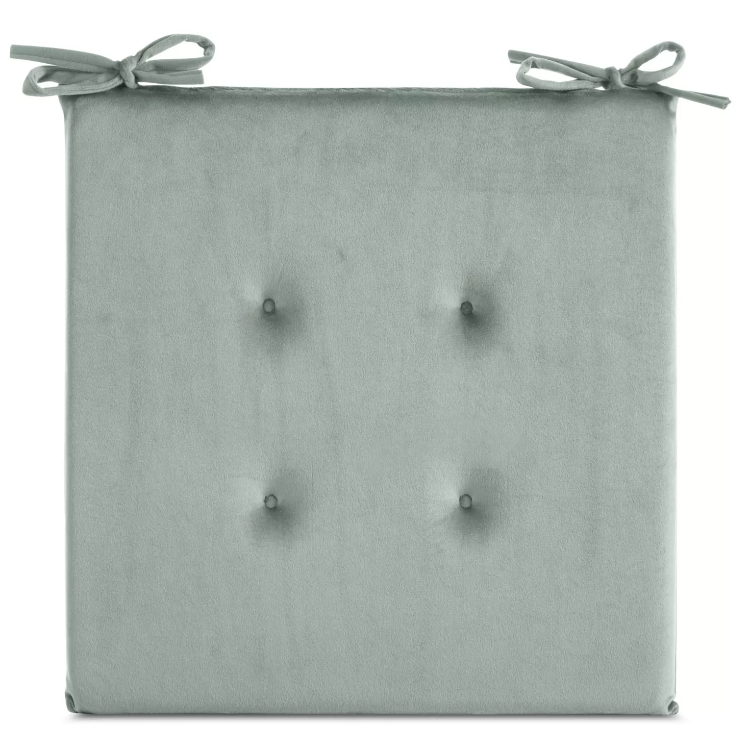 Poduszka na krzesło 40 x 40 x 3 cm  welwetowa szałwiowa z ozdobnym pikowaniem i praktycznymi troczkami GAJA