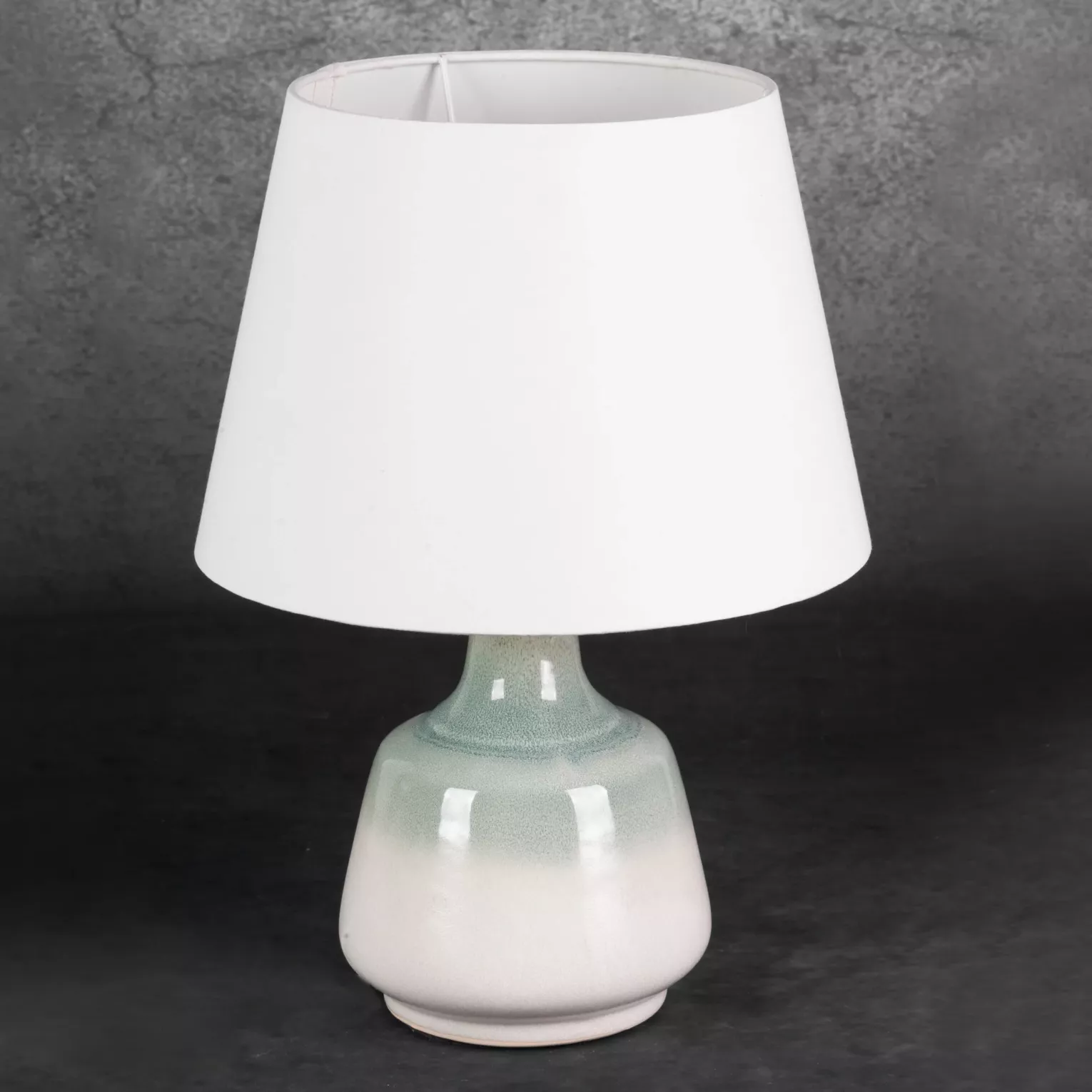 Lampka ceramiczna kremowo-miętowa w stylu boho z efektem ombre średnica 20x37 cm