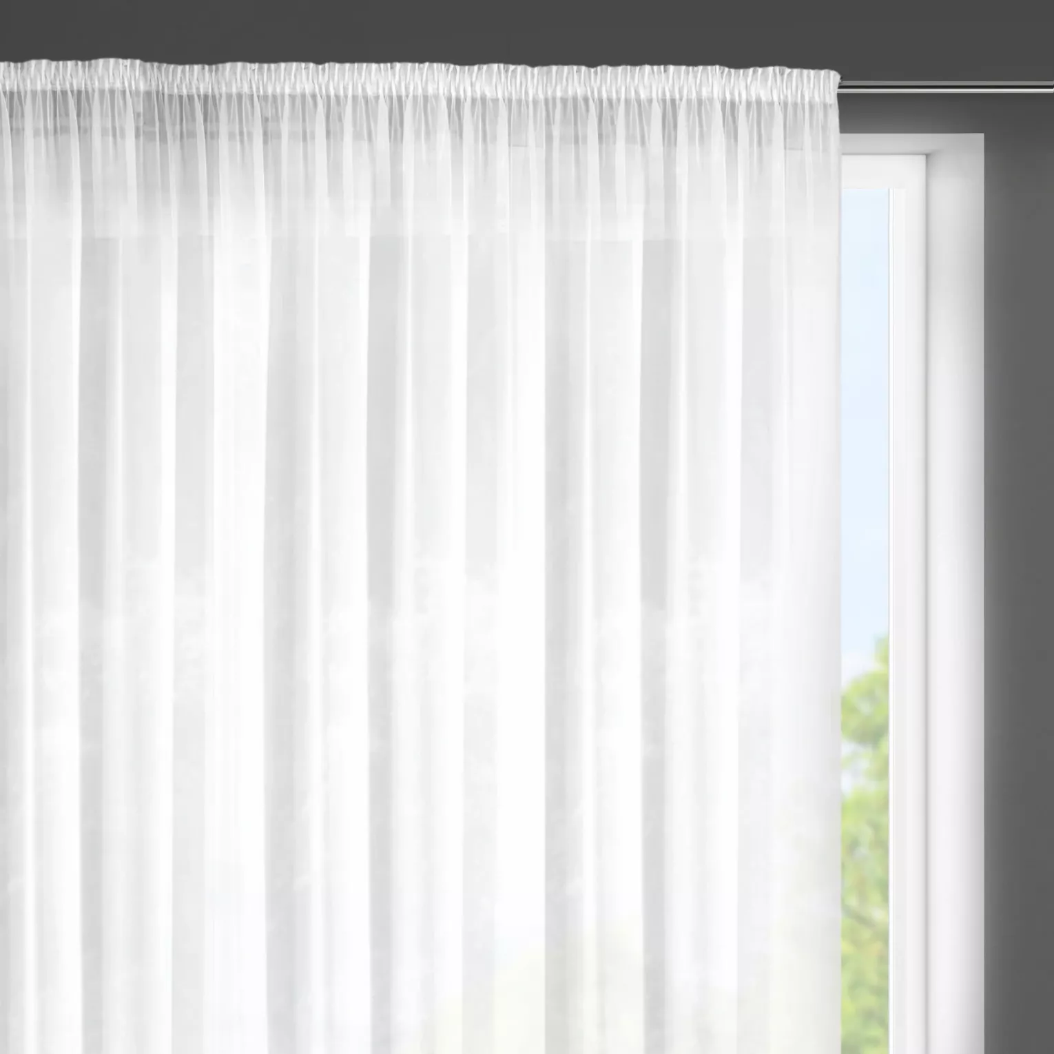 Firana biała z etaminy o strukturze deszczyku 350x160 cm taśma - IRMA