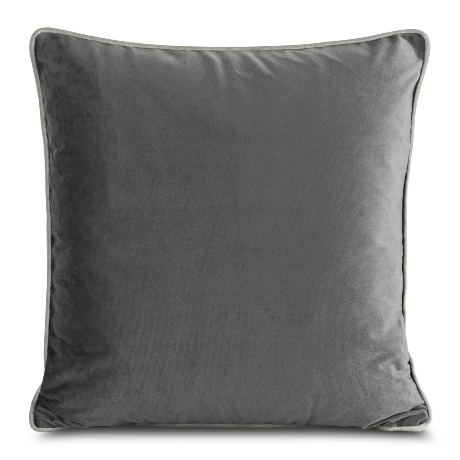 Poszewka na poduszkę 60x60 cm welwetowa stalowa zdobiona kontrastującą wypustką na brzegach poszewki MELIA Eurofirany Premium