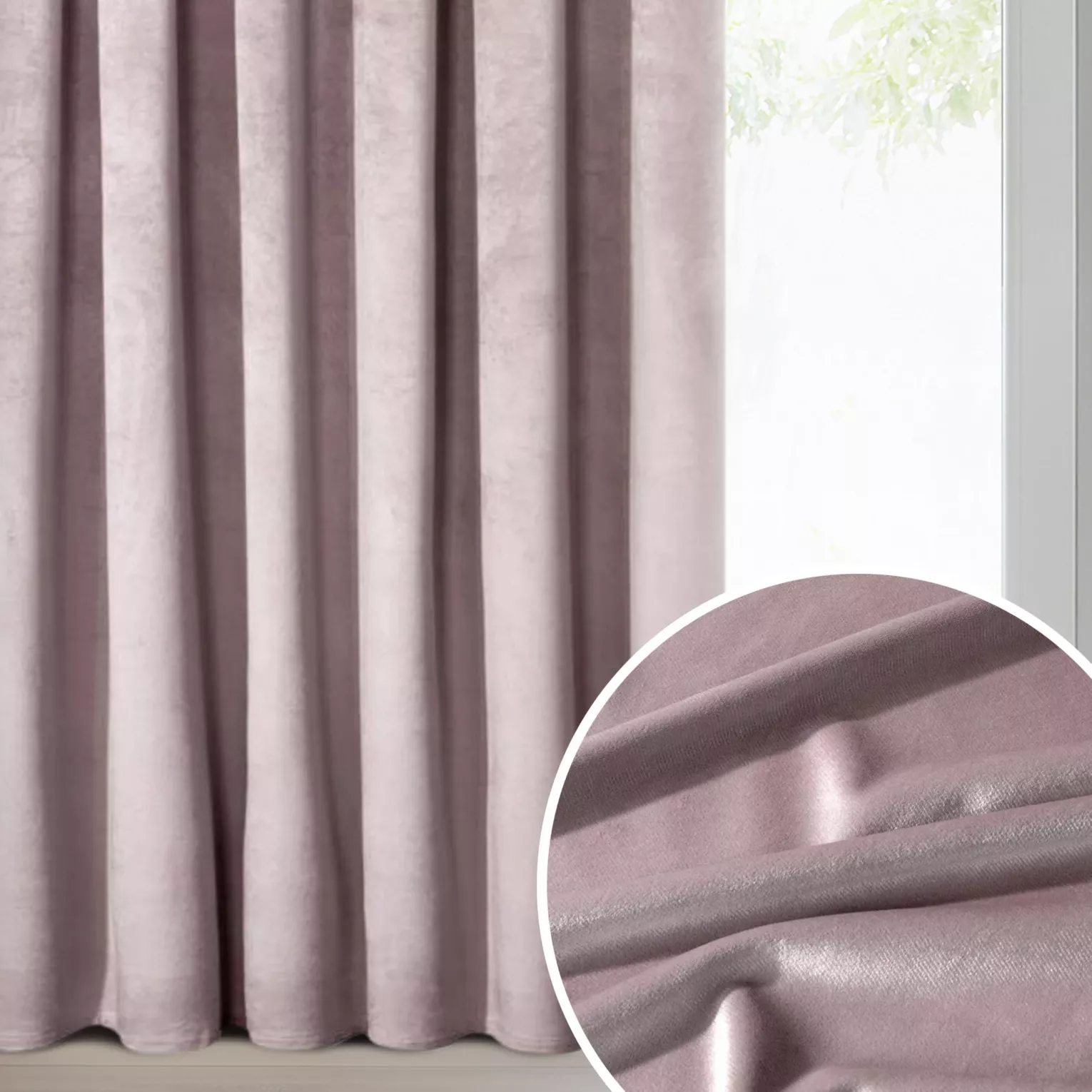 Zasłona pudrowy róż z tkaniny welwetowej 135x300 cm taśma - ROSA - Design 91