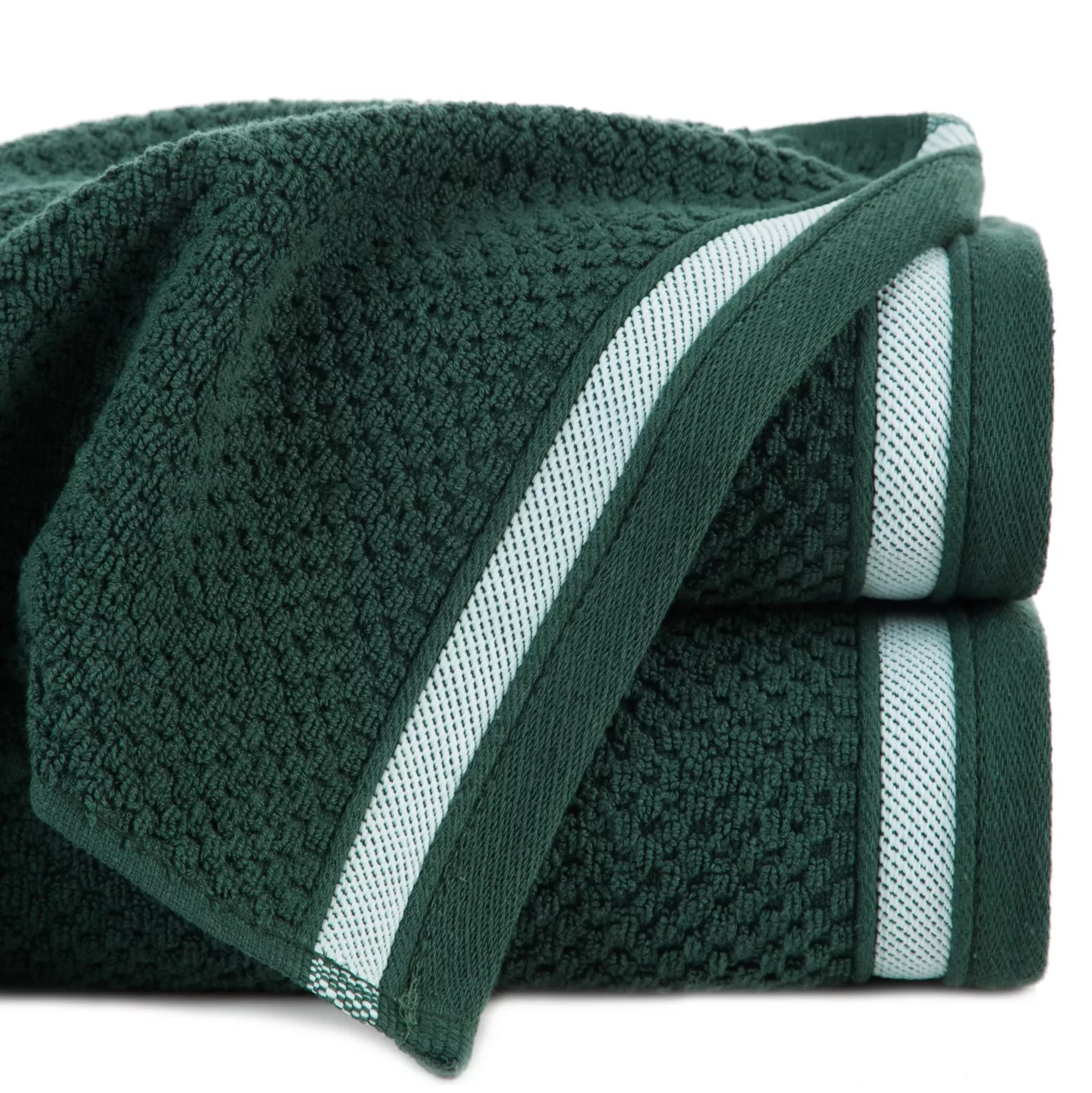 Ręcznik do rąk 30x50 cm bawełniany kolor ciemnozielony w pasy 500 g/m2 MADLEN