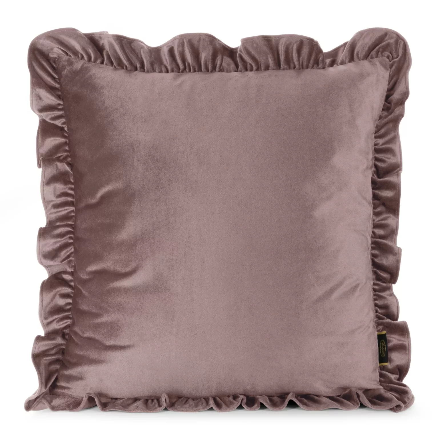 Poszewka na poduszkę 45x45 cm z aksamitnego welwetu kolor pudrowy róż zdobiona na brzegach falbanami BRENDA Eurofirany Premium