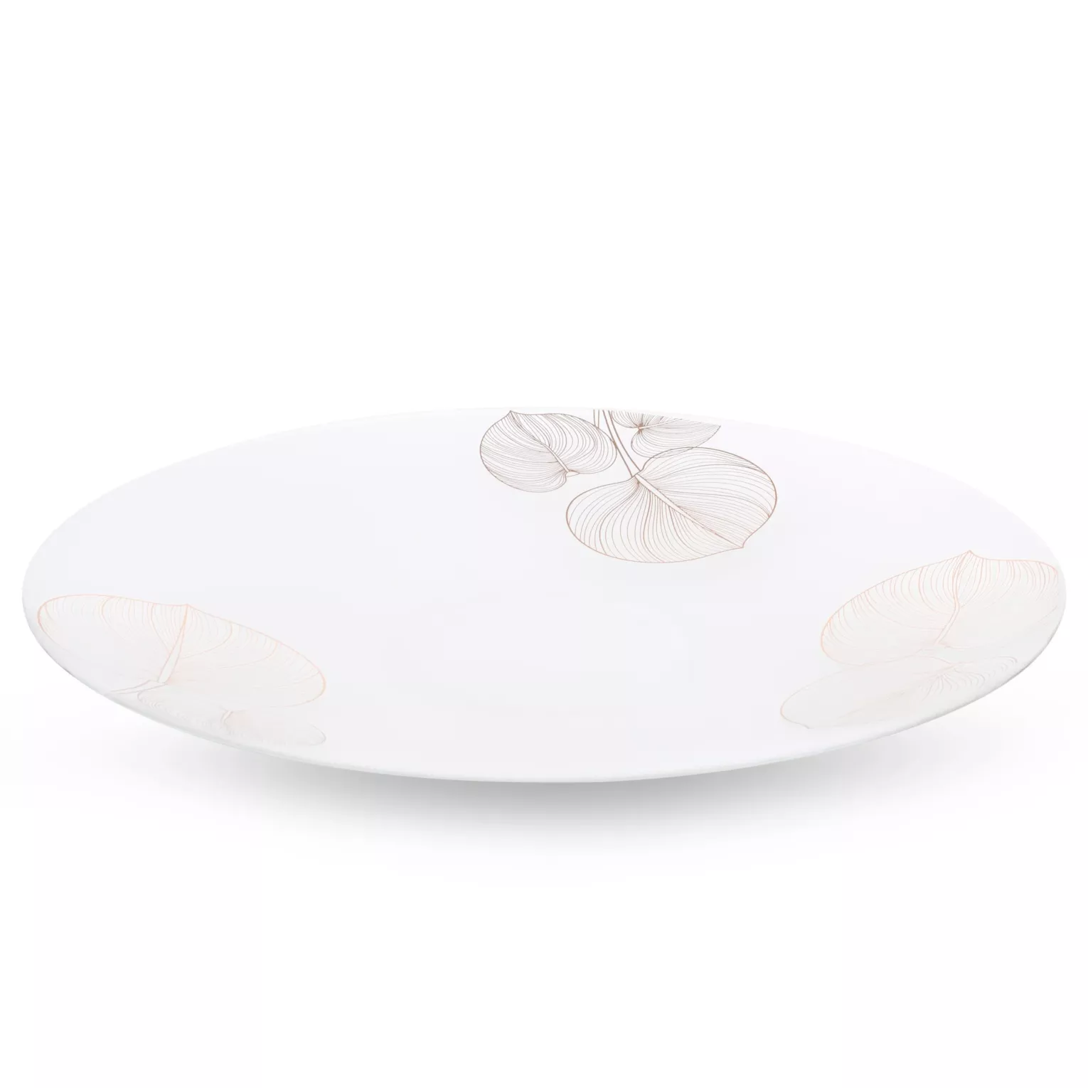 LIMITED COLLECTION Patera dekoracyjna BLANCA  biało-złota z motywem liści z malowanego szkła artystycznego