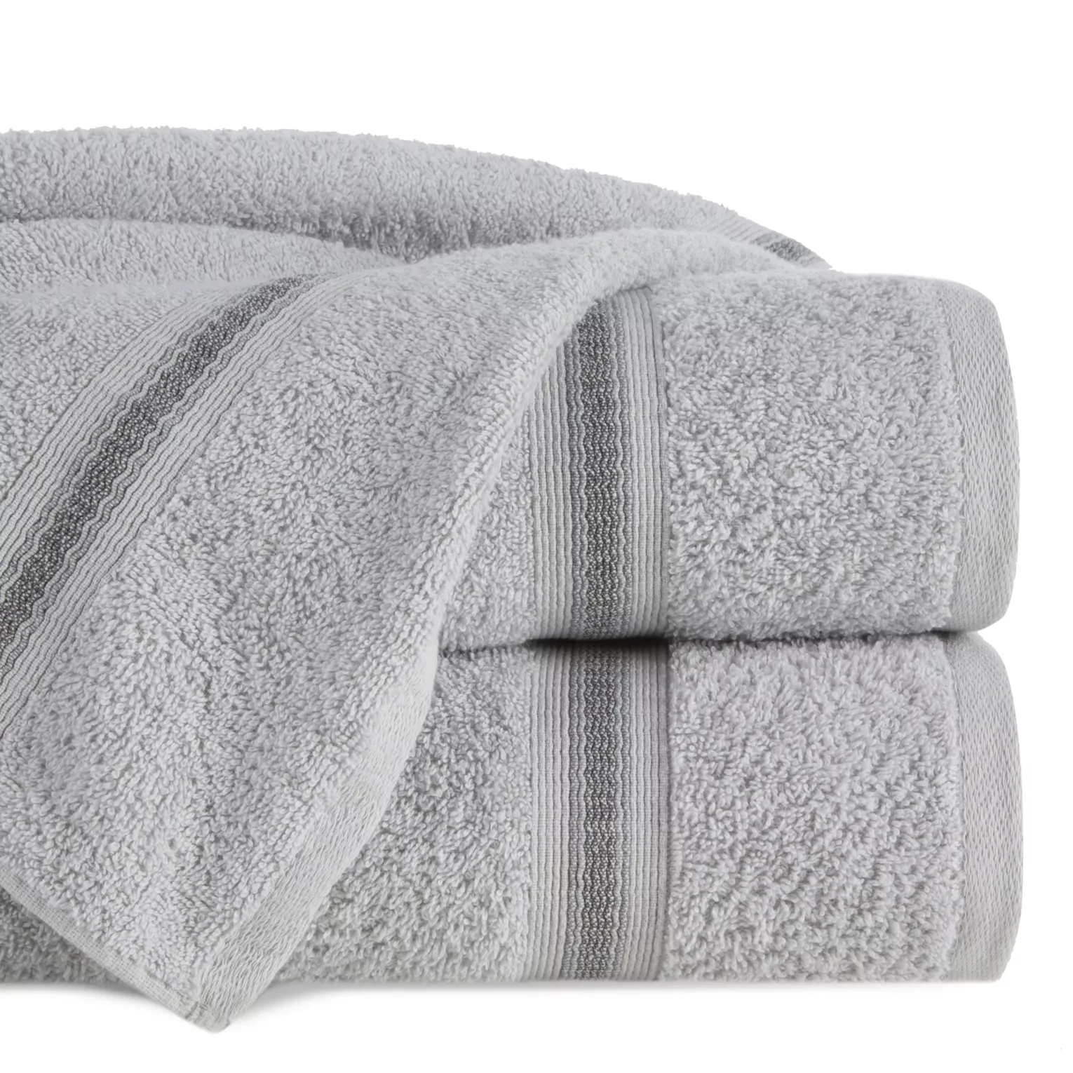 Ręcznik do rąk 30x50 cm bawełniany kolor srebrny w kontrastujące pasy 500 g/m2 TRIS