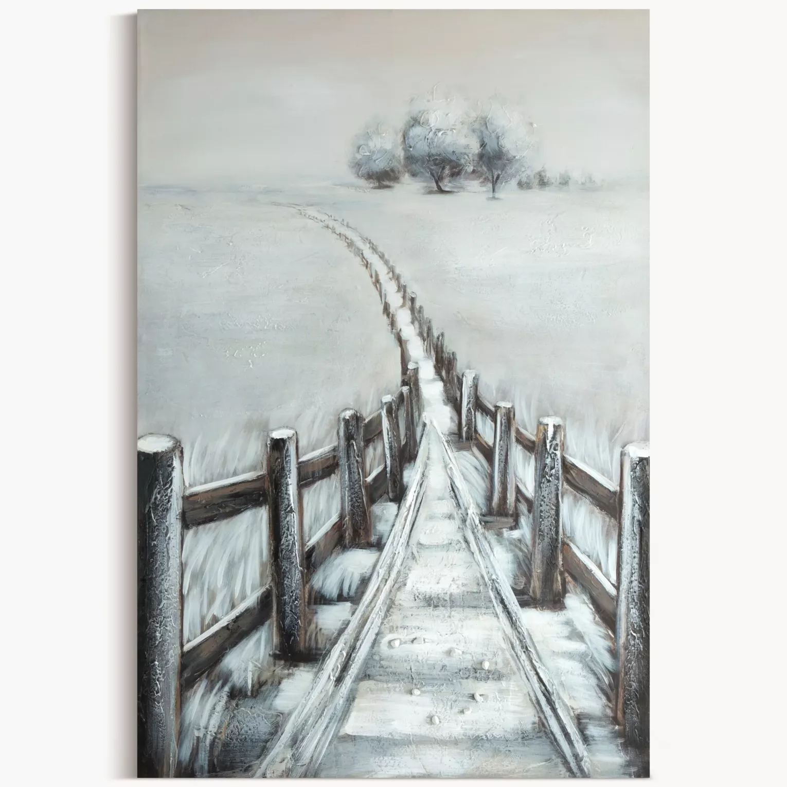 Obraz pejzaż szaro, beżowy ręcznie malowany na płótnie 80x120 cm CALM 5