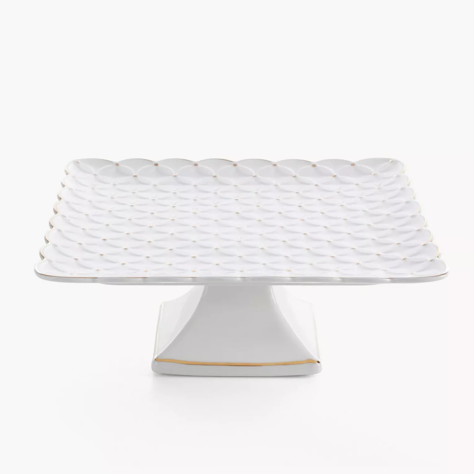Patera ceramiczna dekoracyjna kremowa z złotymi akcentami 27x27x10 cm BELIA