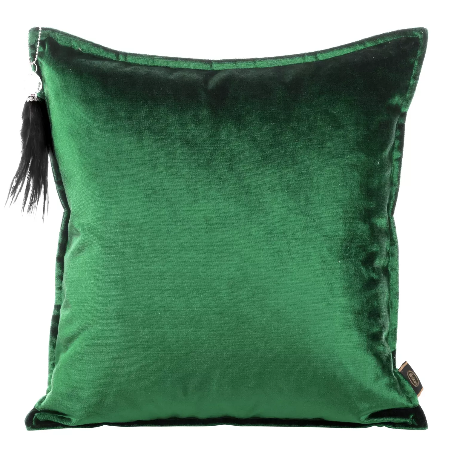 Poszewka na poduszkę 45x45 cm welwetowa ciemnozielona z ozdobnym chwostem ROYAL 5