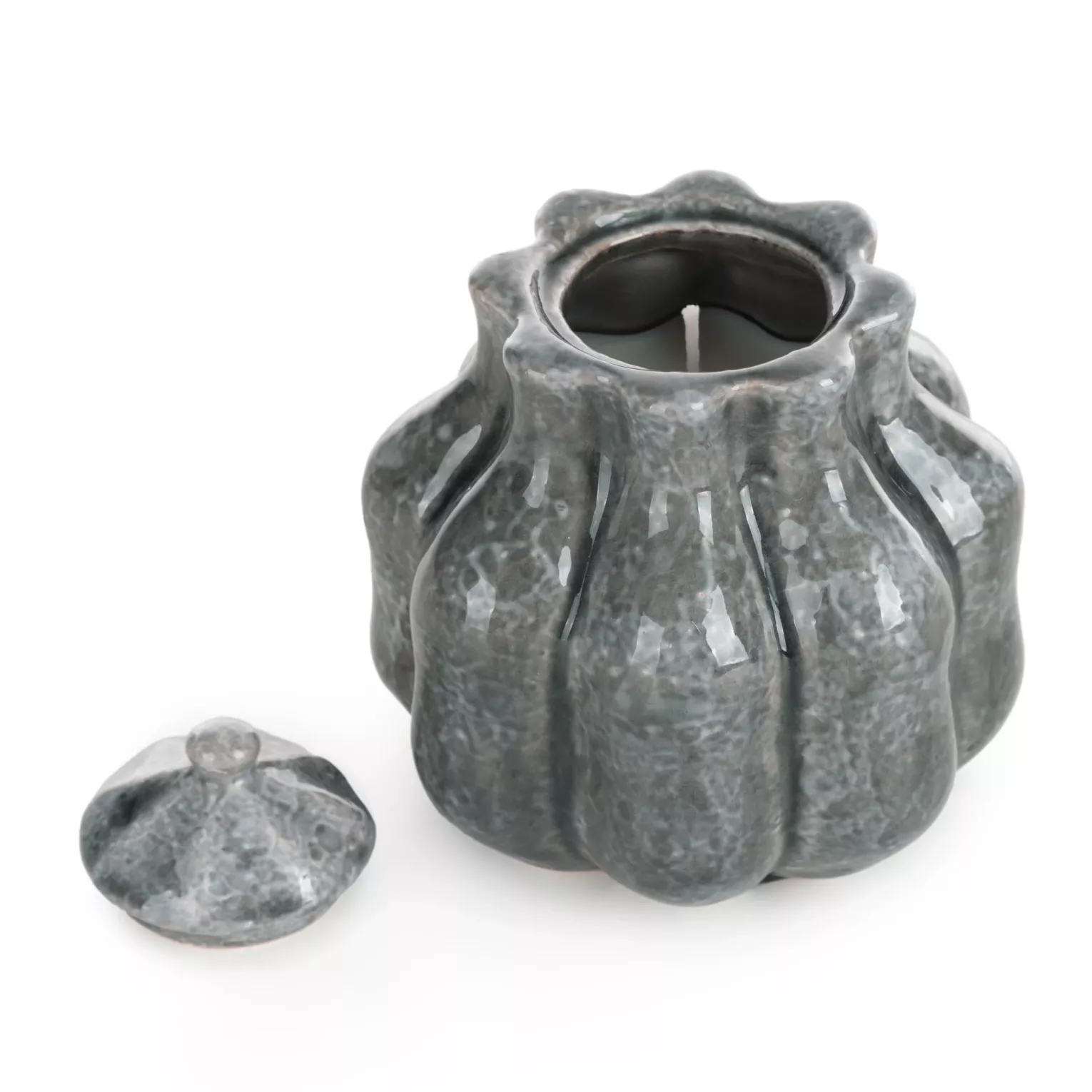 Świeca sojowa grafitowa w eleganckim ceramicznym wazoniku średnica 12x14 cm NIKO
