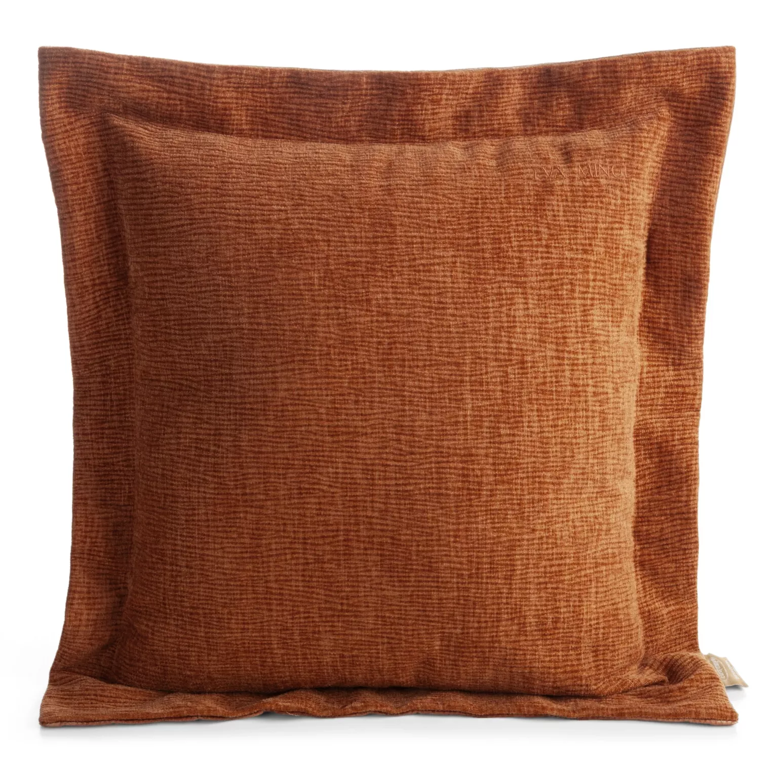 Poszewka na poduszkę  55x55 cm z szenilowej tkaniny ceglasta o widocznym ozdobnym splocie Eva Minge Elegante