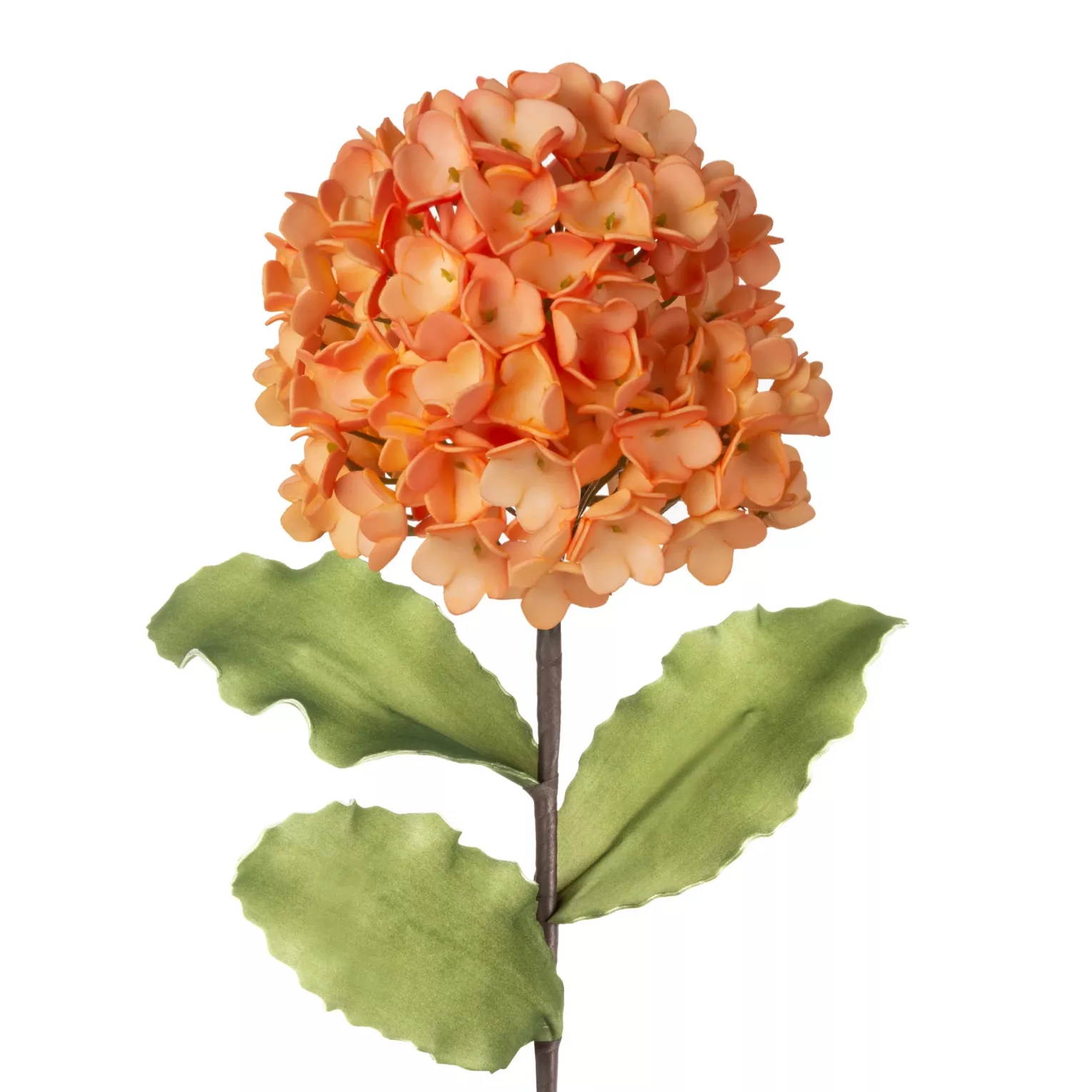 Kwiat sztuczny hortensja pomarańczowo, żółta z pianki foamiran 75 cm