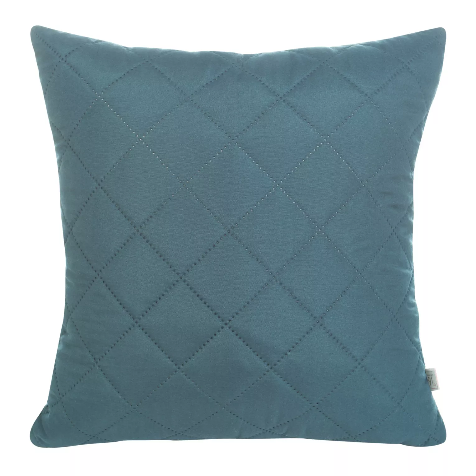 Poszewka na poduszkę 40x40 cm ciemnoturkusowa z geometrycznym wzorem wykonanym techniką hot press ALARA DESIGN 91