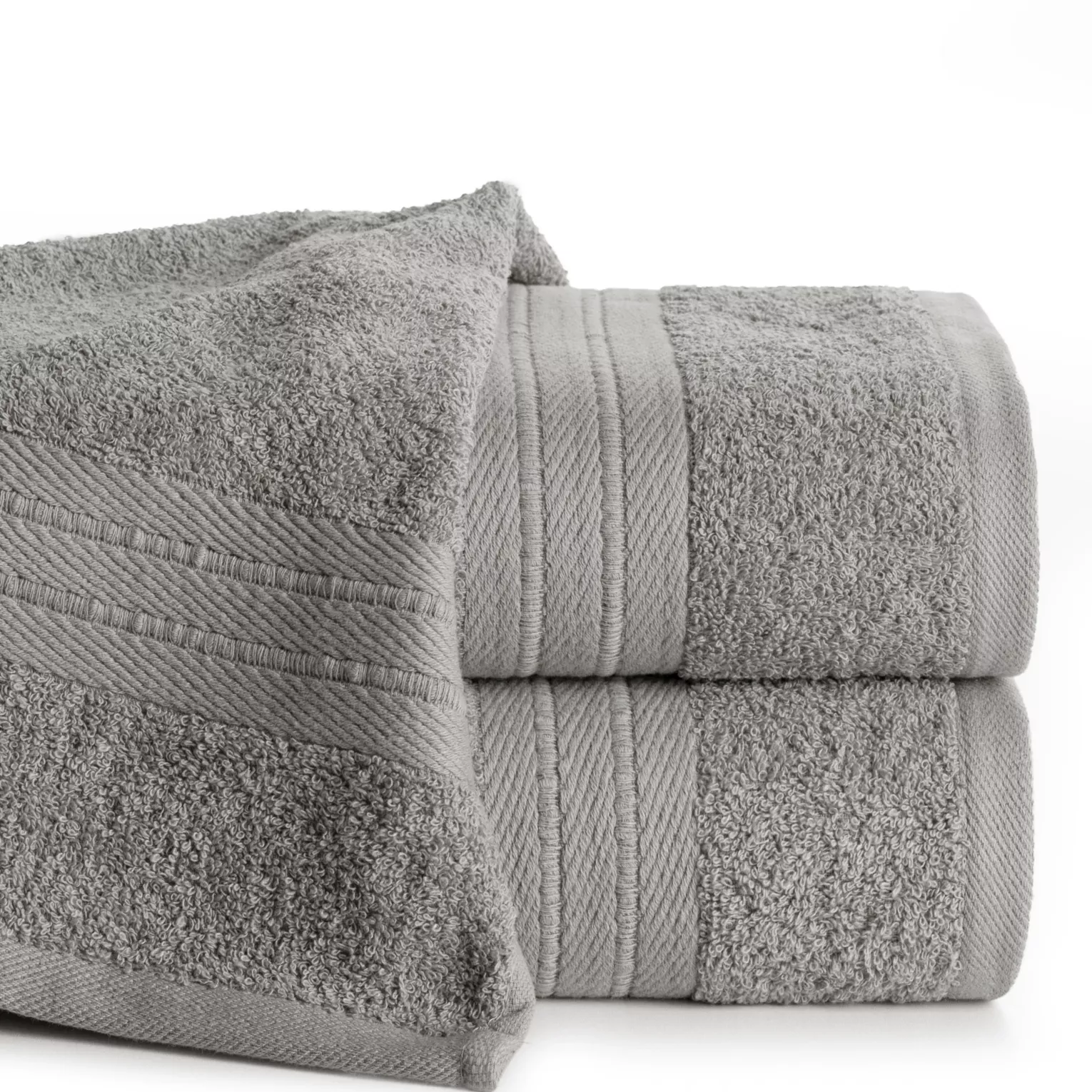 Ręcznik do rąk 30x50 cm bawełniany kolor srebrny z żakardową bordiurą 500 g/m2 KAYA