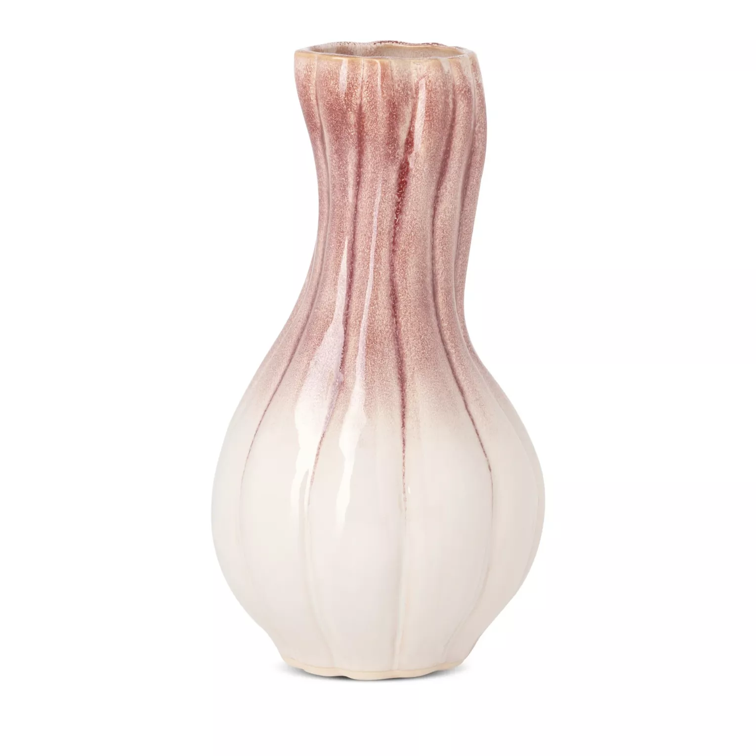 Wazon ceramiczny kremowo-różowy z efektem ombre średnica 17x32 cm EVITA