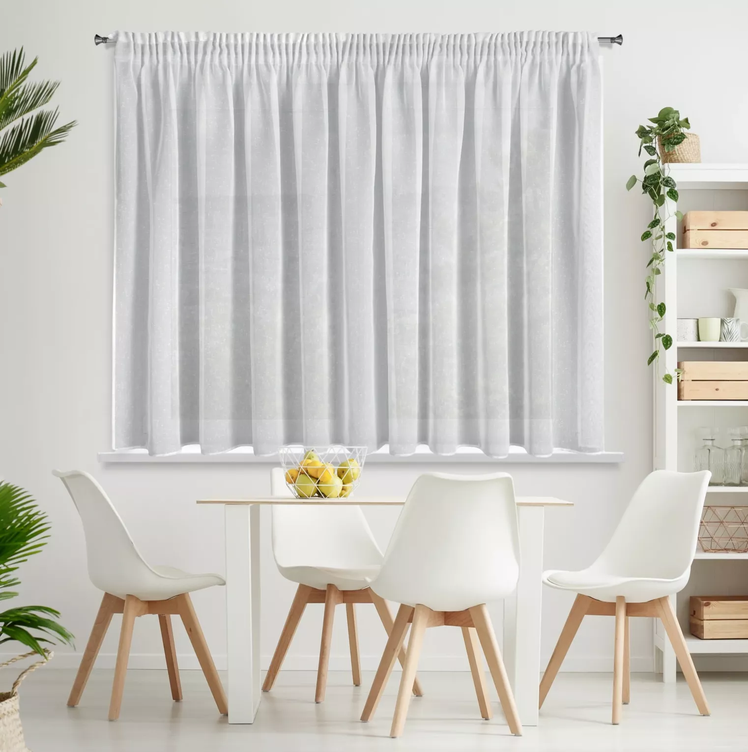 Firana biała z efektem deszczyku półprzezroczysta, matowa 400x145 cm taśma ANGELA