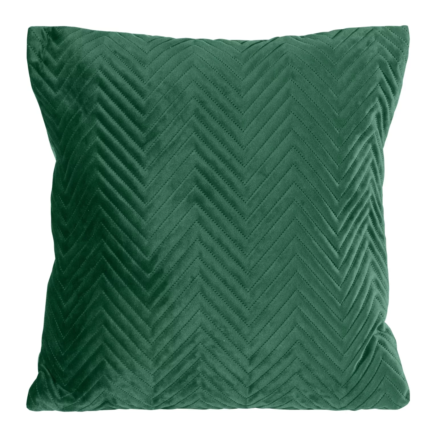 Poszewka na poduszkę 45x45 cm welwetowa, ciemnozielona pikowana w jodełkę metodą hot press SOFIA Eurofirany Premium