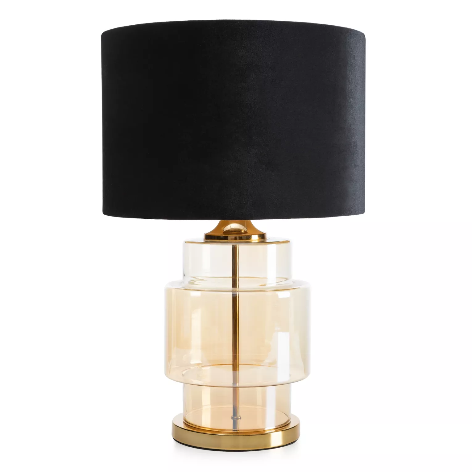 Lampa stołowa do pokoju czarna z transparentnego szkła z błyszczącym welwetowym abażurem 46 x 75 cm IAN