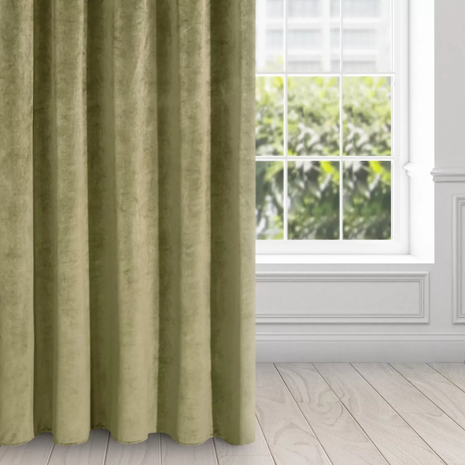 Zasłona oliwkowa z ekskluzywnego aksamitnego welwetu 290 g/m2 140x250 cm 10 szt. przelotek - RIA - Diva Line