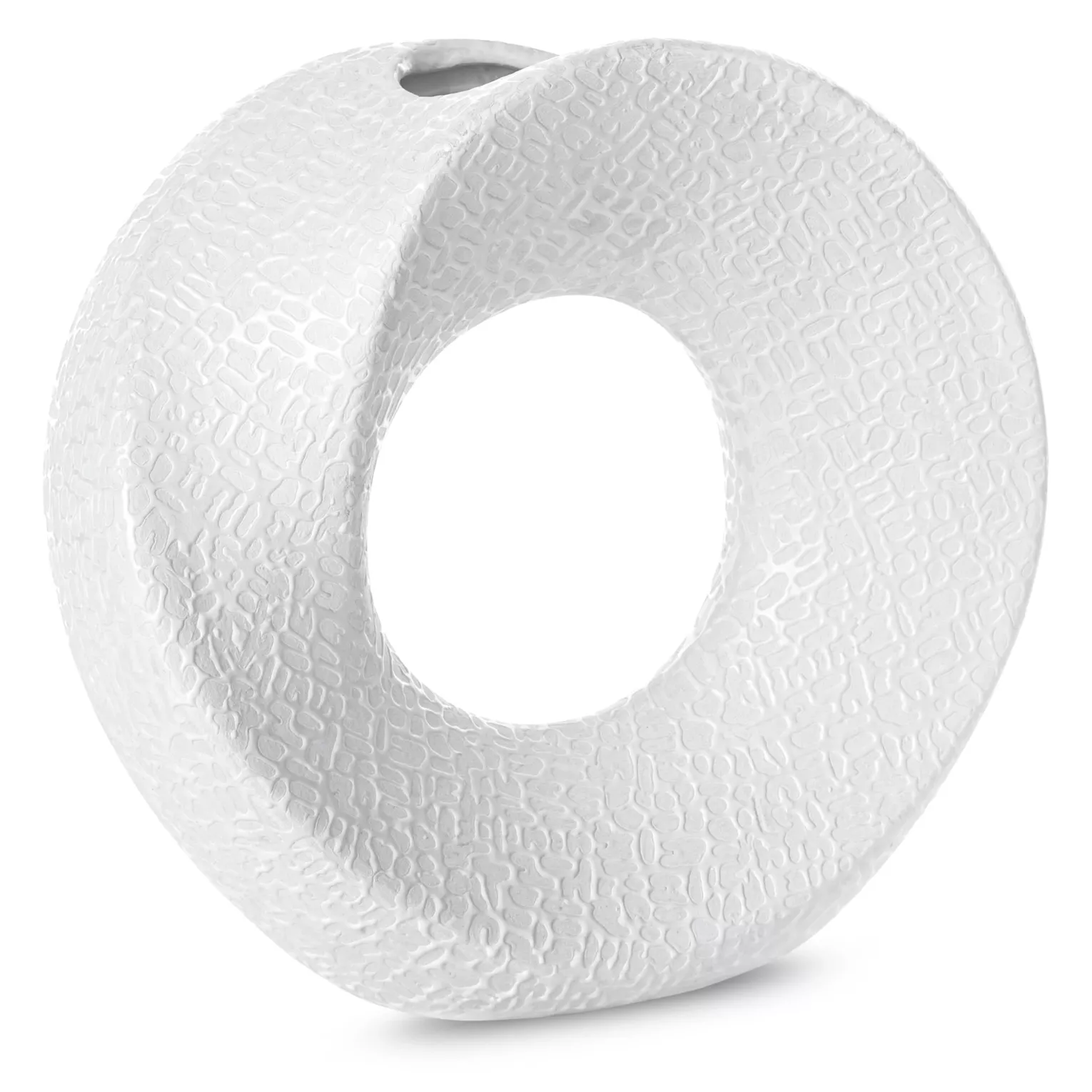Wazon ceramiczny biały z drobnym wzorem 23x9x22 cm RISO