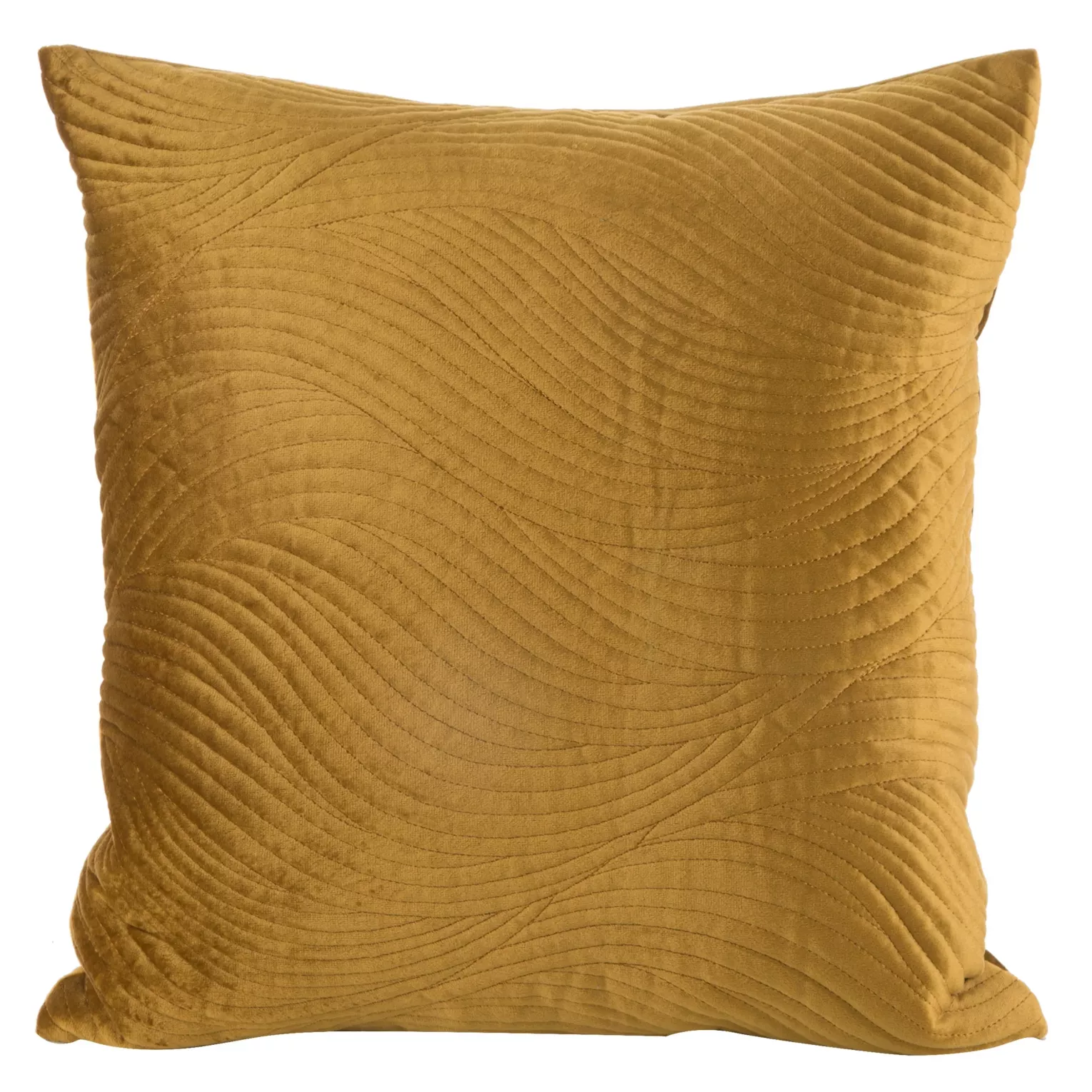 Poszewka na poduszkę 45x45 cm welwetowa, miodowa pikowana w falujący wzór RIA5 Eurofirany Premium