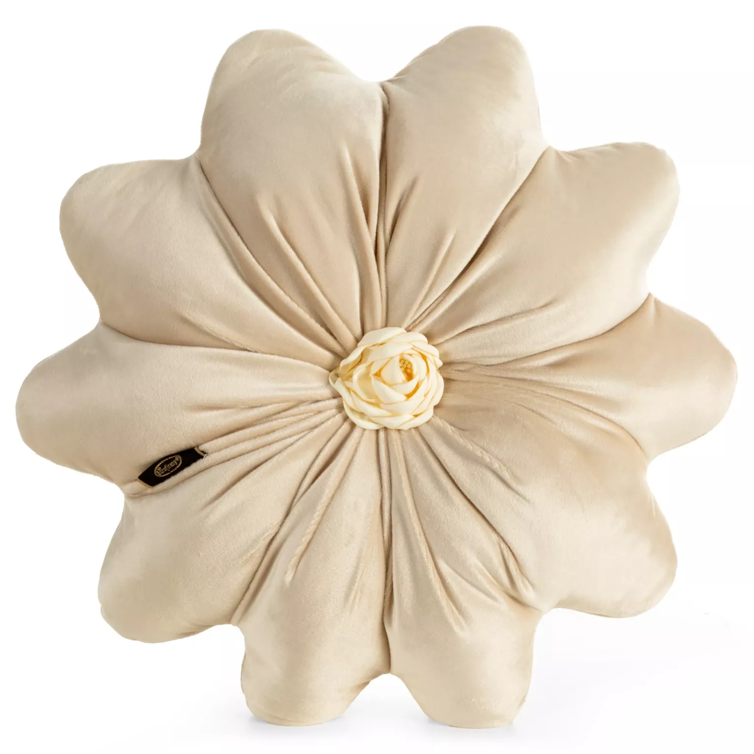 Poduszka w kształcie kwiatka o średnicy 40 cm welwetowa kremowa FLORES 5