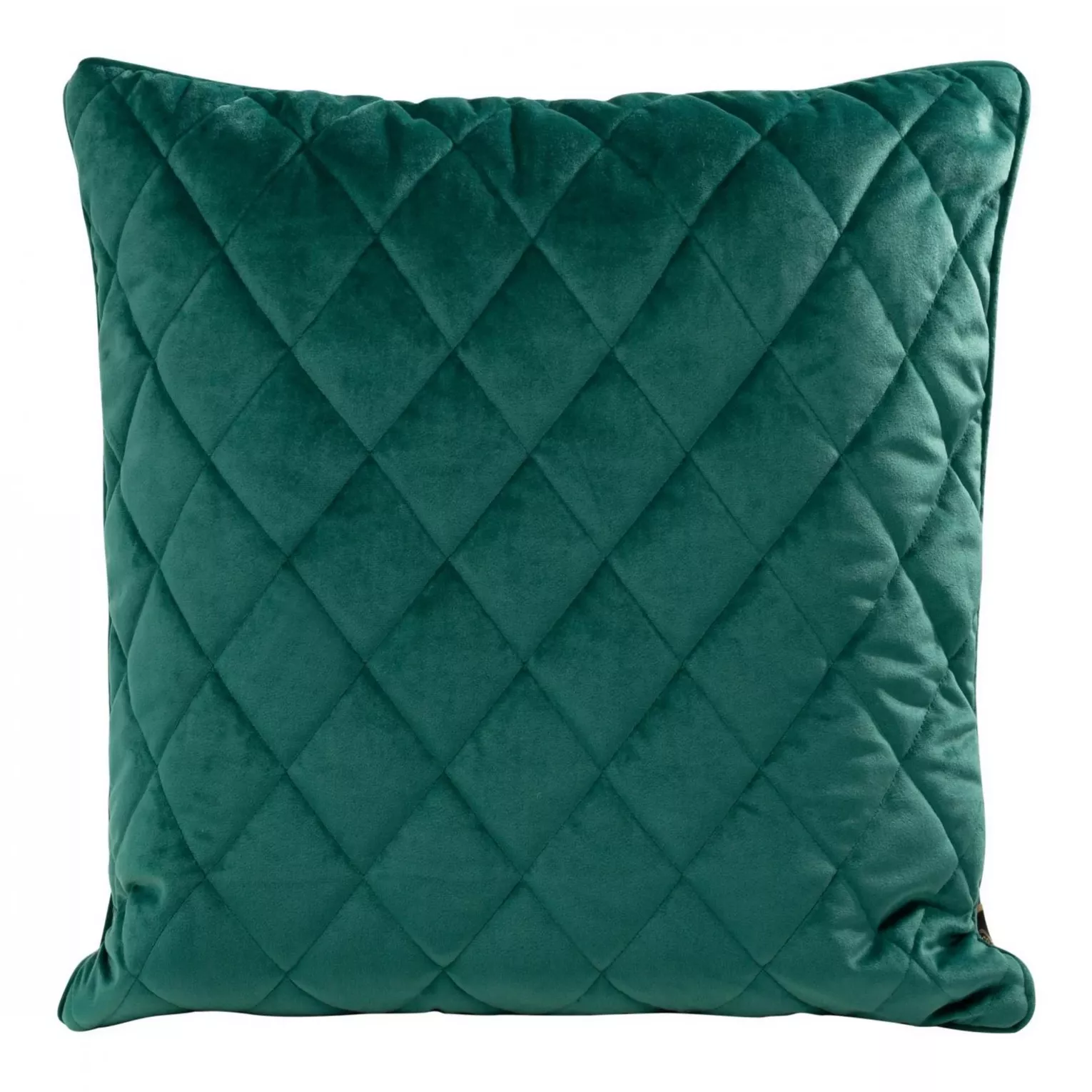 Poduszka 50 x 50 cm ciemnoturkusowa pikowana we wzór karo z ozdobną wypustką na brzegach VELVET 28