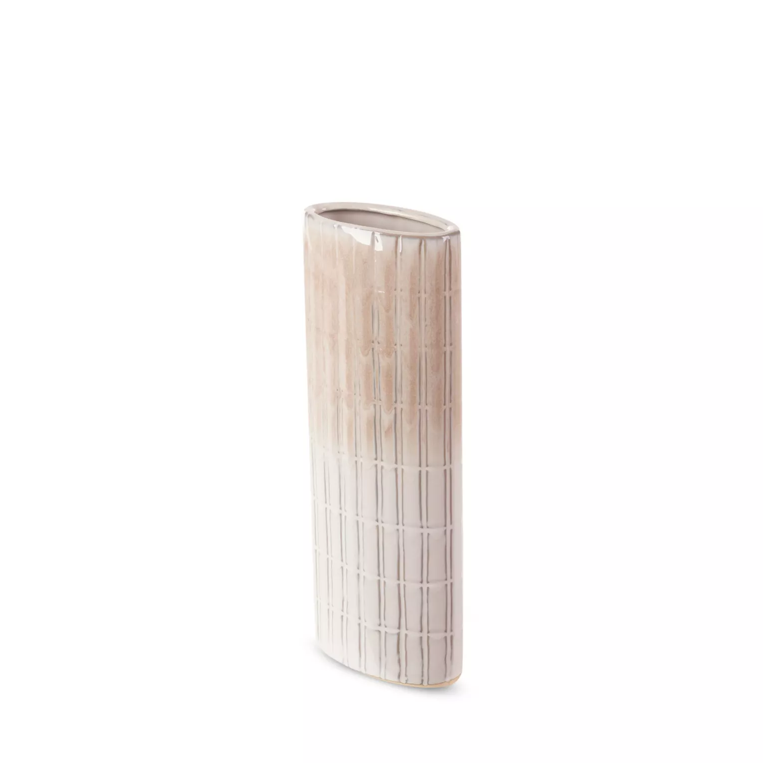 Wazon ceramiczny kremowo-beżowy średnica 12x6x41 cm EDNA
