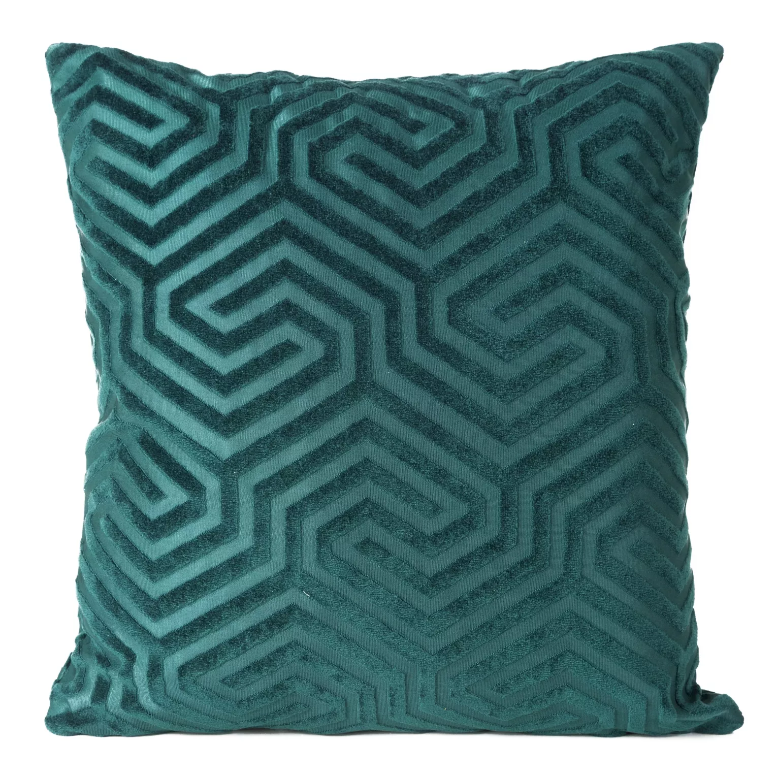 Poszewka na poduszkę 40x40 cm welwetowa kolor turkusowy z żakardowym geometrycznym wzorem INGA PIERRE CARDIN
