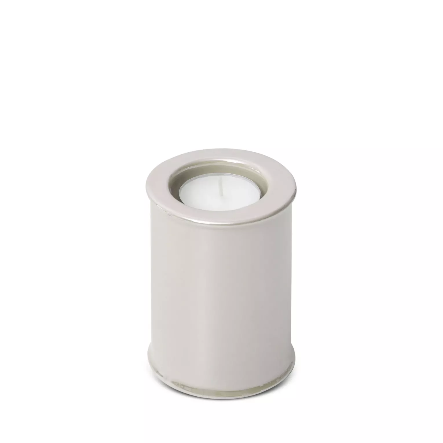 Świecznik ceramiczny perłowy w formie walca  z połyskiem średnica 7x10 cm SIMONA