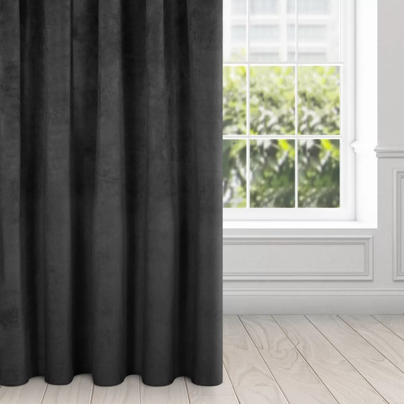 Zasłona czarna z ekskluzywnego aksamitnego welwetu 290 g/m2 140x270 cm taśma - RIA - Diva Line