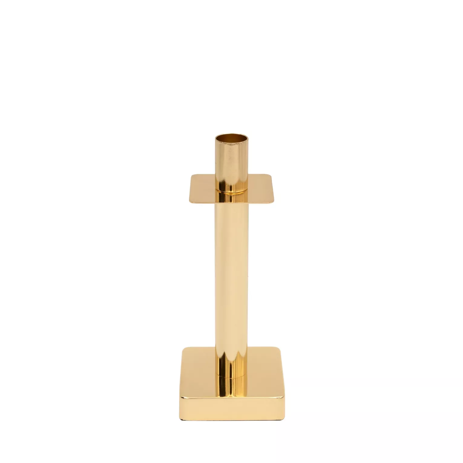 Świecznik metalowy złoty dekoracyjny w minimalistycznym stylu 8x8x21 cm LORI