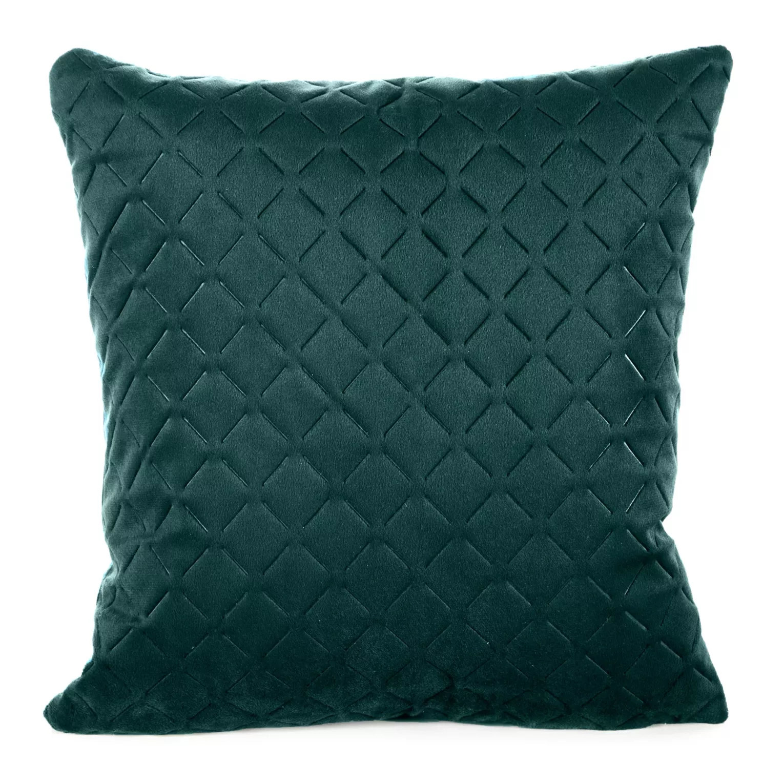 Poszewka na poduszkę 40x40 cm welwetowa ciemnoturkusowa pikowana w geometryczny wzór metodą hot press DIMON