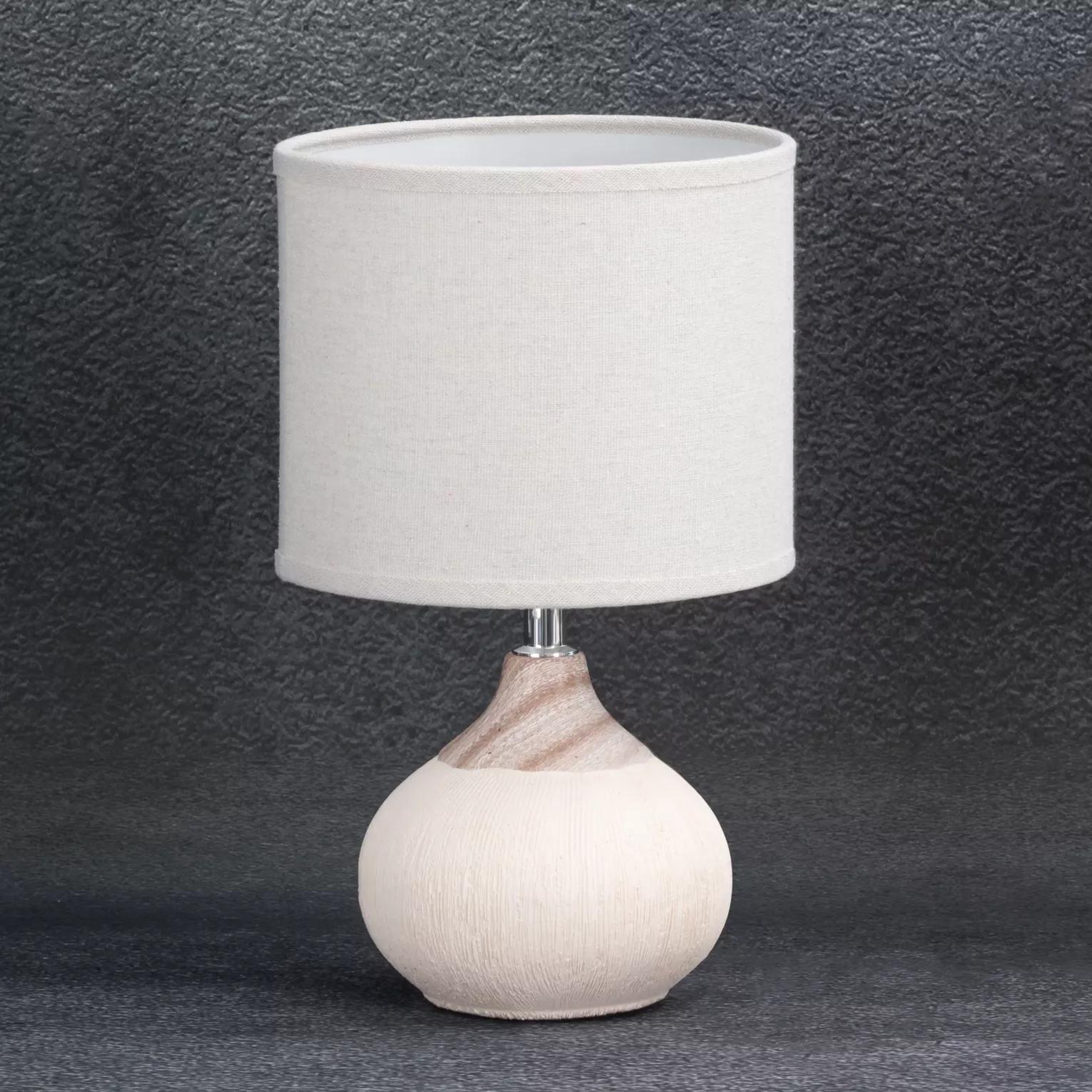 Lampa ceramiczna kremowo-beżowa z matowym abażurem średnica 18x32 cm AMIRI