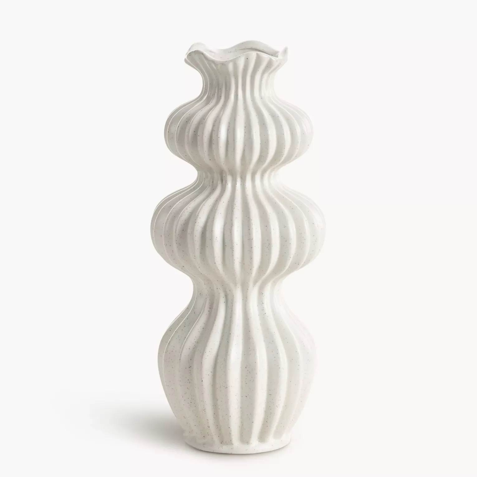 Wazon ceramiczny kremowy o oryginalnym kształcie i dekoracyjnym wykończeniu średnica 13x29 cm KIVA