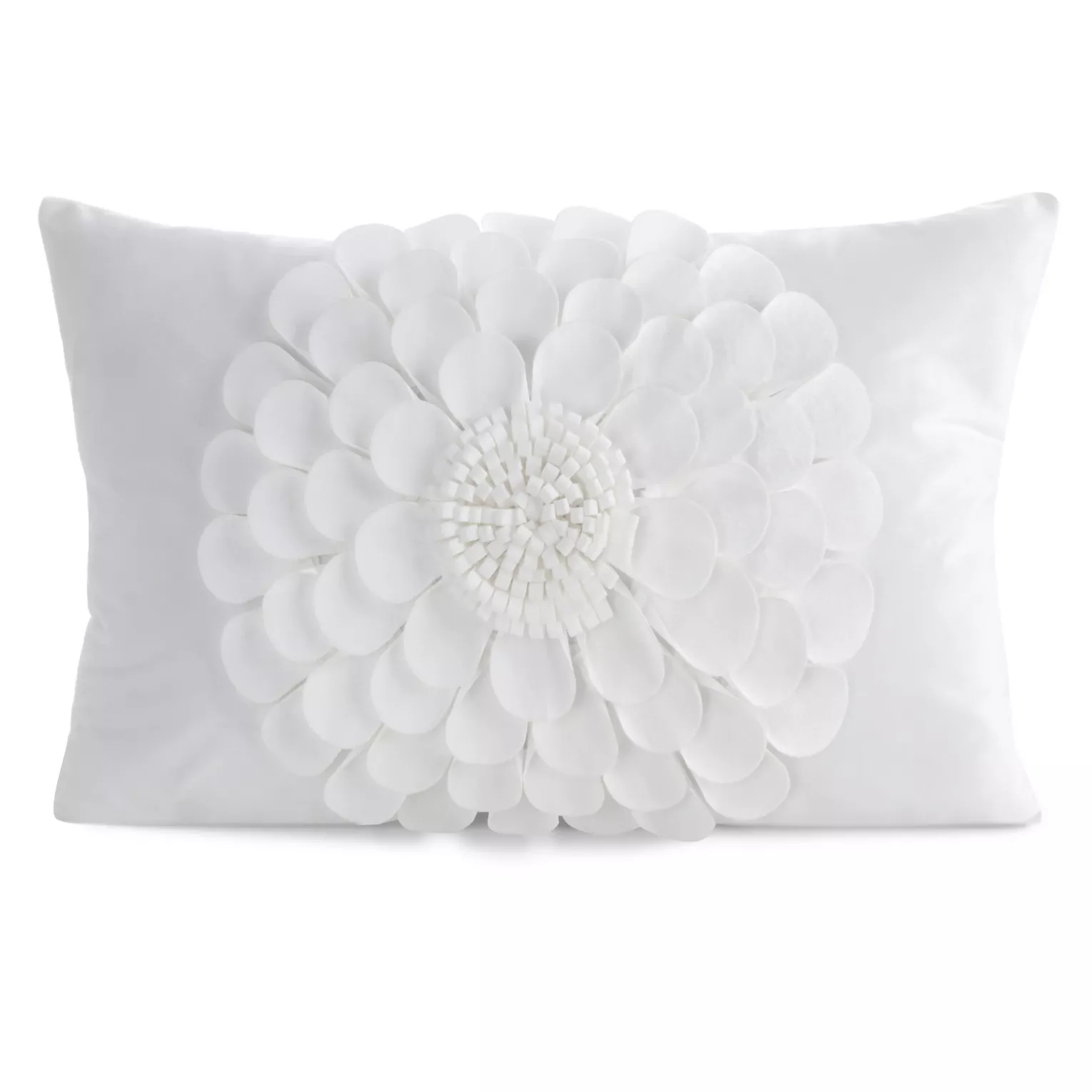 Poszewka na poduszkę 30 x 50 cm z welwetu kolor kremowy zdobiona trójwymiarowym motywem kwiatu FLORES 2