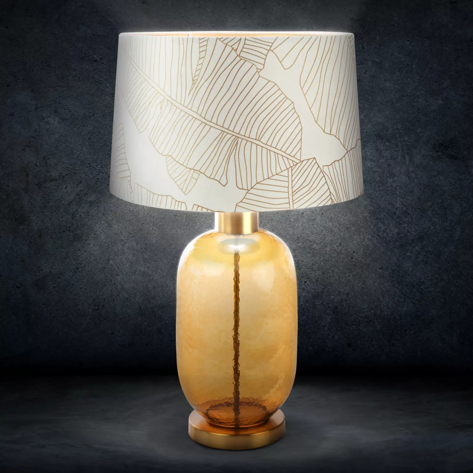 LIMITED COLLECTION Lampa stołowa LUNA 2 z podstawą łączącą szkło i metal oraz welwetowym abażurem BLASK BIELI