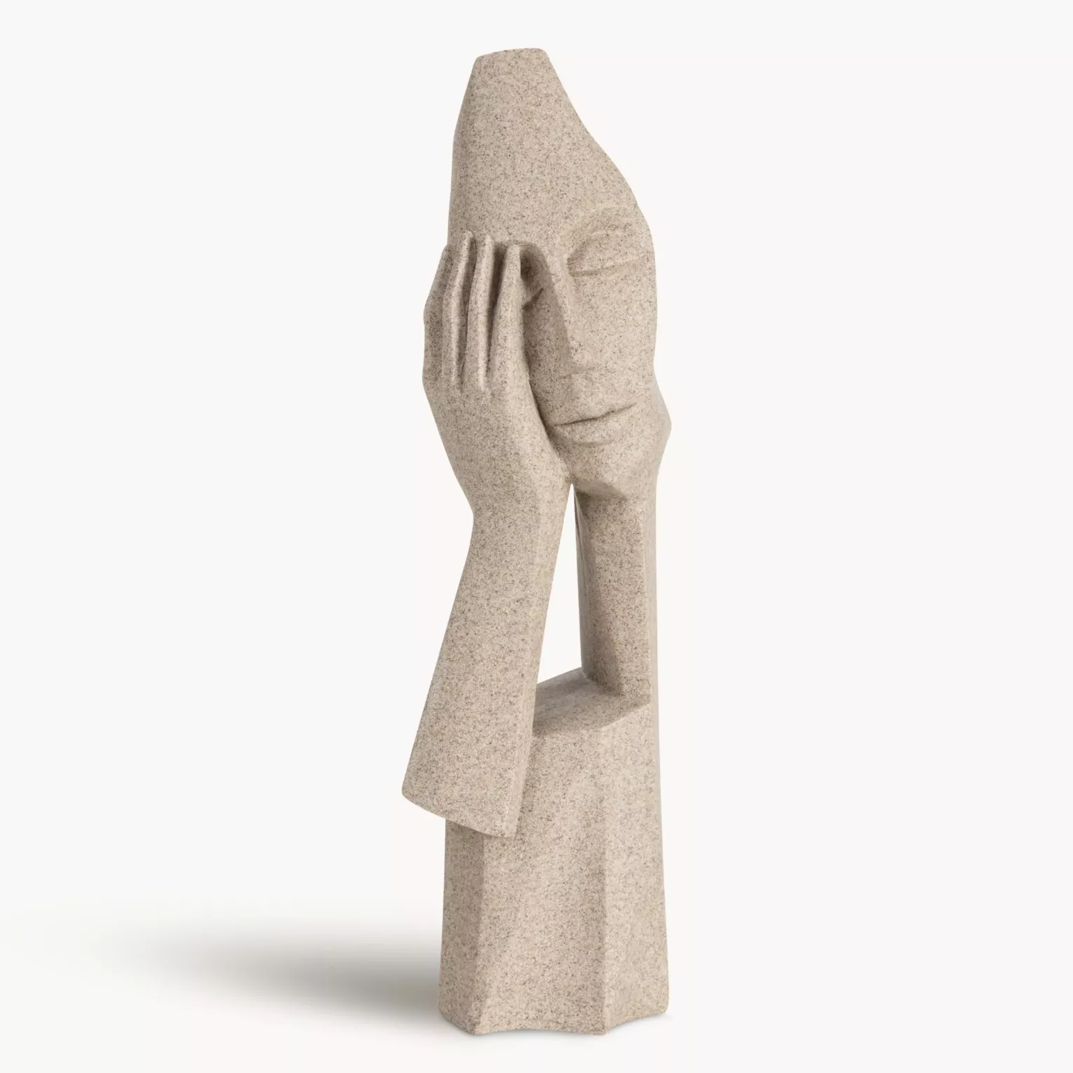Figurka beżowa inspirowana nowoczesną rzeźbą 10x9x33 cm
