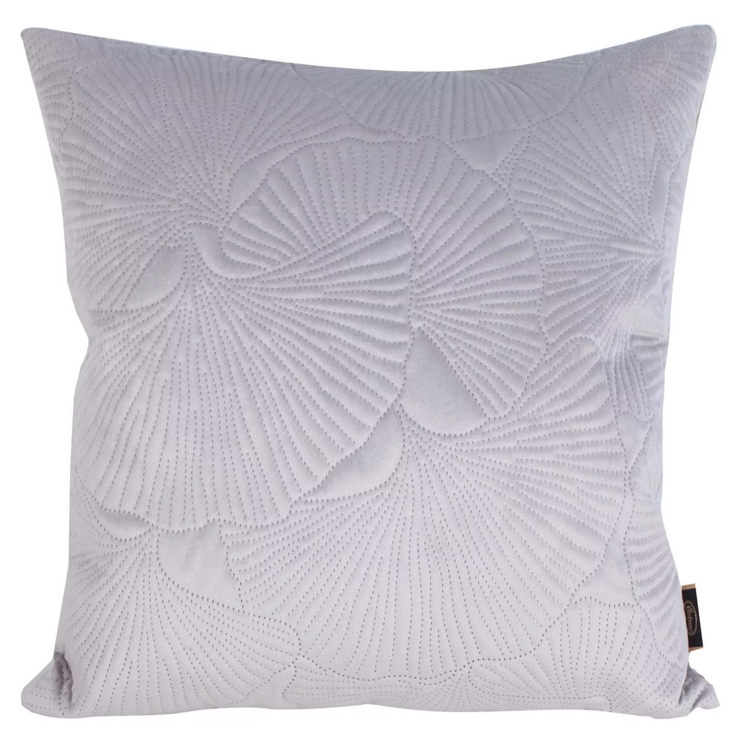 Poszewka na poduszkę 45x45 cm welwetowa kolor jasnopopielaty z wytłaczanym wzorem liści miłorzębu VELVET 58 Eurofirany Premium