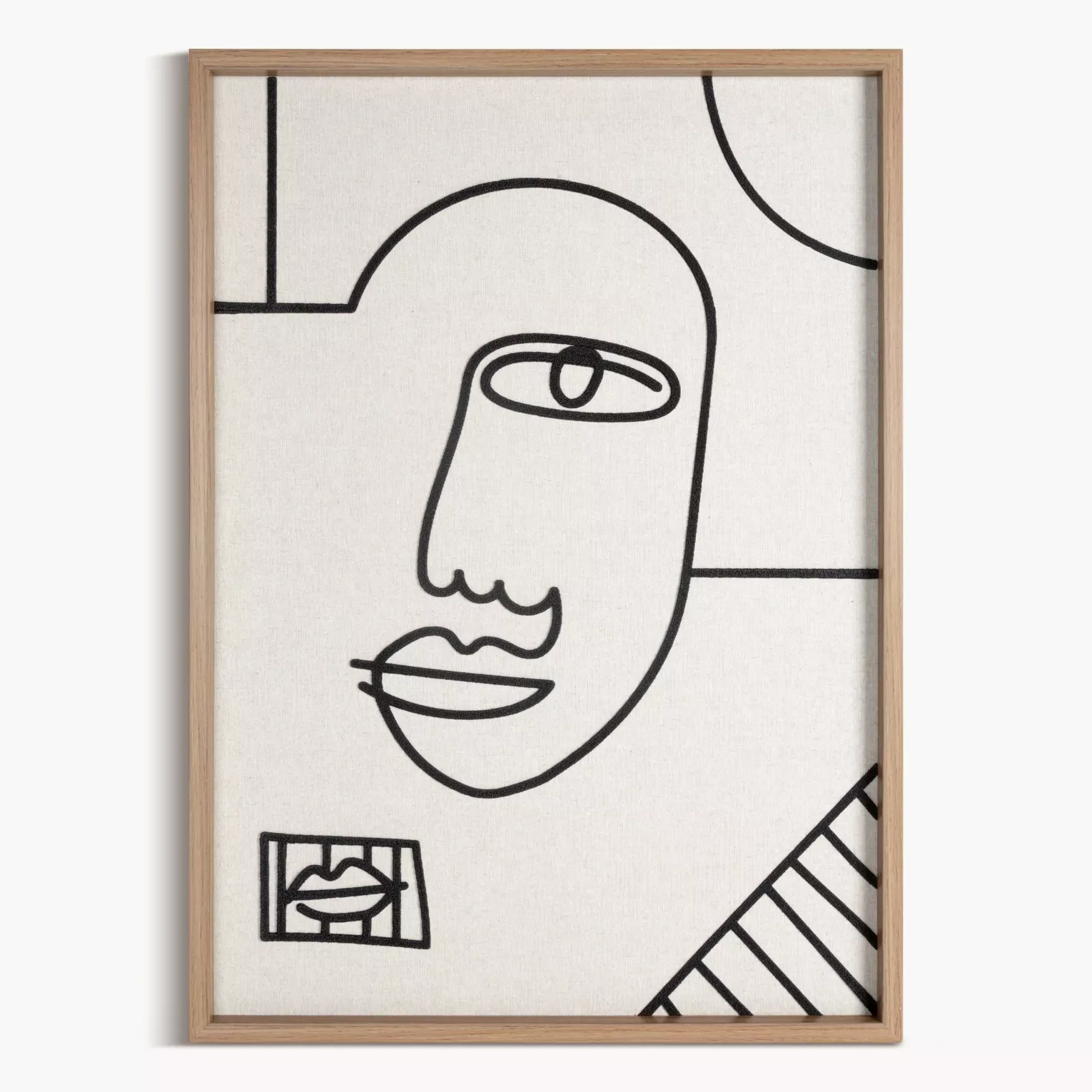 Obraz abstrakcja beżowo, czarny nadruk na płótnie oprawiony w ramkę 50x70 cm