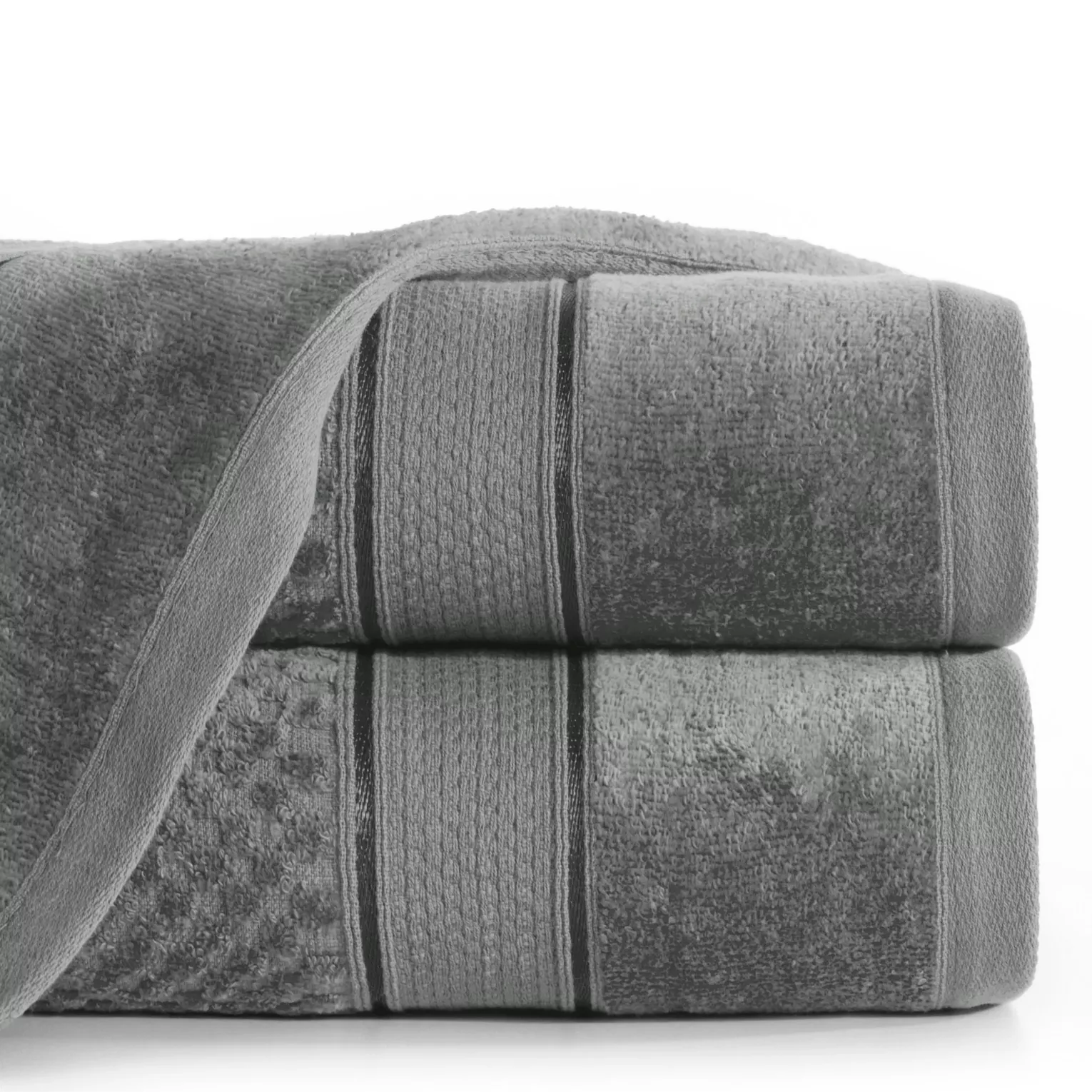Ręcznik kąpielowy 50x90 cm bawełniany kolor stalowy z welwetową bordiurą 500 g/m2 JESSI